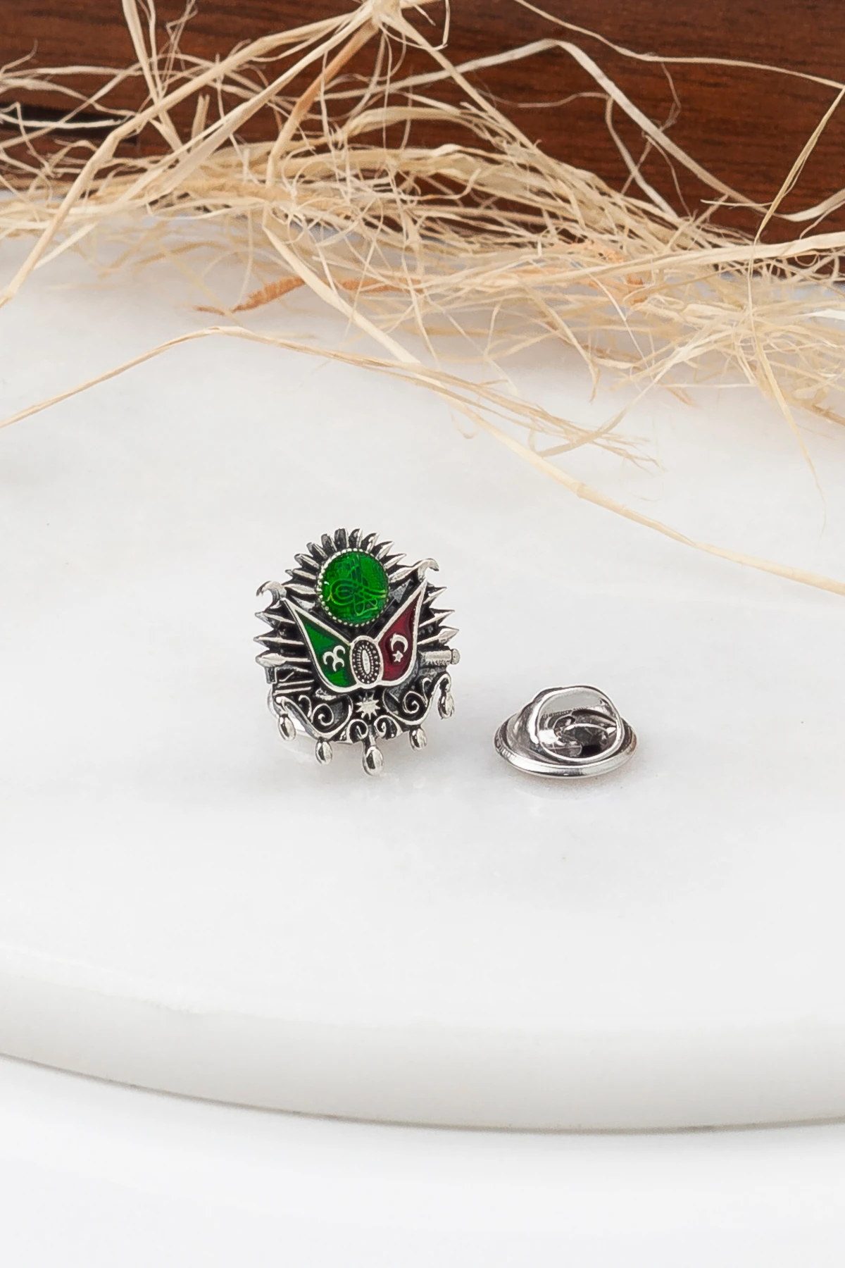 Gümüş 925 Ayar Osmanlı Devlet Arması Yaka Rozeti