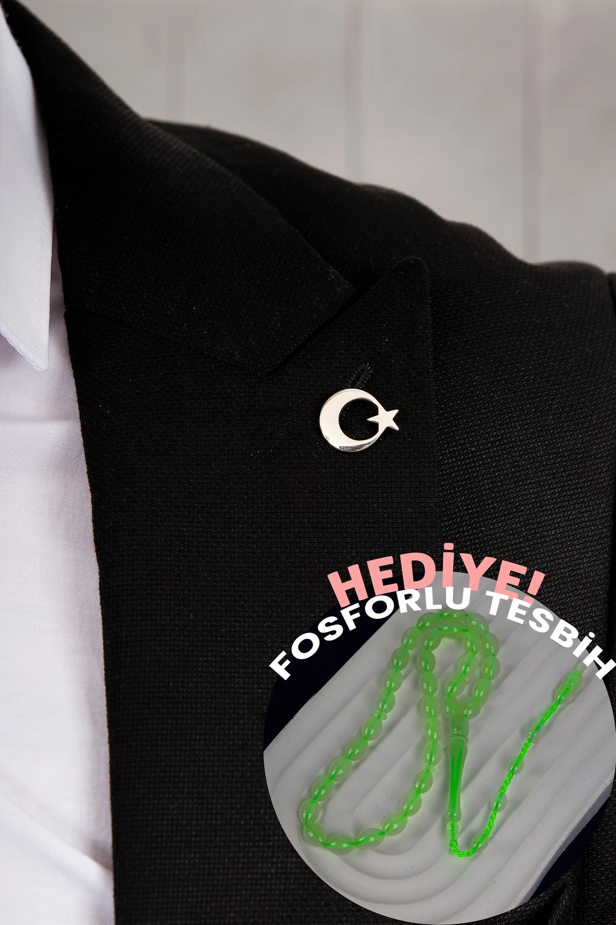 Gümüş 925 Ayar Ay Yıldız Yaka Rozeti