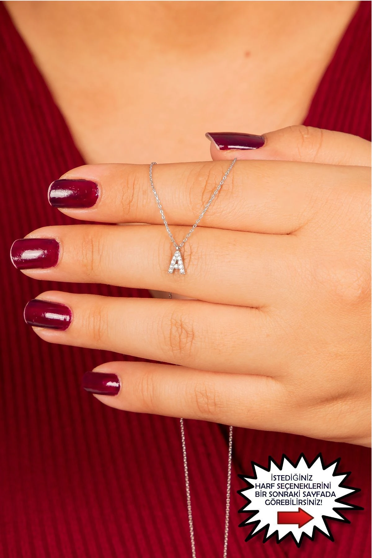 Gümüş Minimal Harf Kadın Kolye