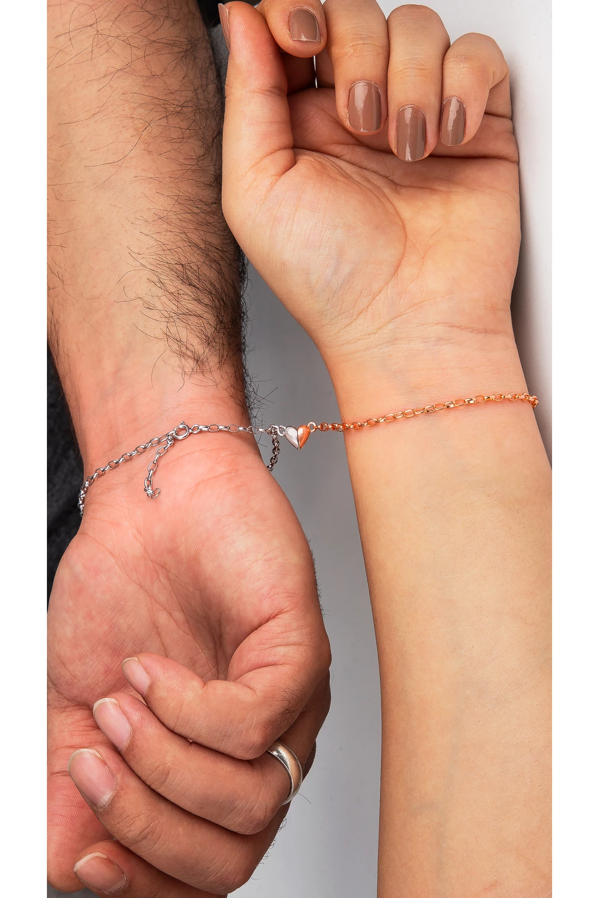 GÜMÜŞ ÇİFT AŞK BİLEKLİK RODAJ/ROSE