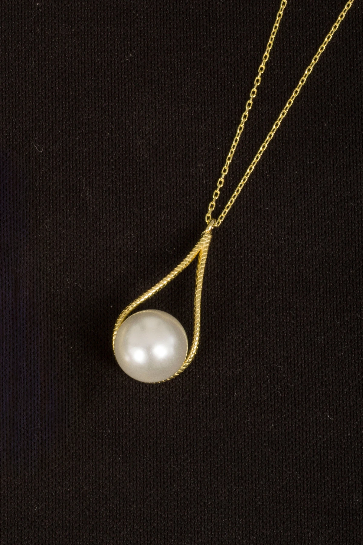 Gümüş İnci Kadın Kolye 10mm Gold Kaplamalı - Zarif Kadın Takı Modeli