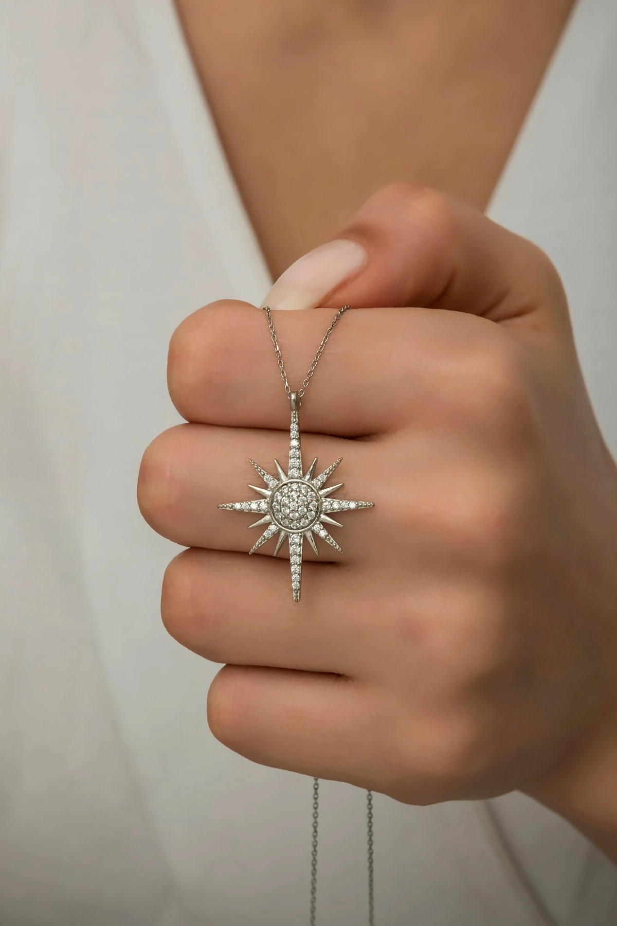 Kutup Yıldızı Rodaj Kolye-925 Ayar Gümüş