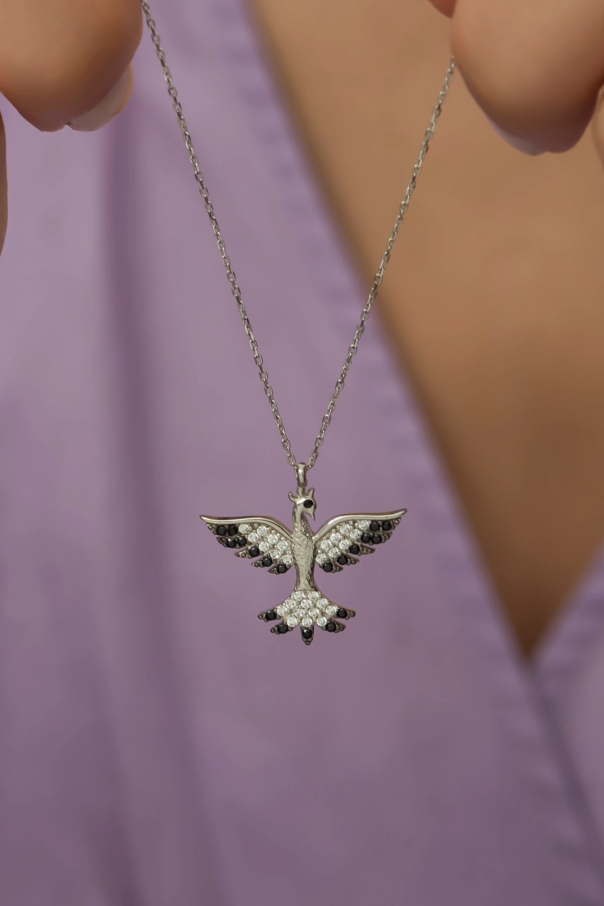 Rodaj Anka Kuşu Kolye-925 Ayar Gümüş-925 Ayar Gümüş