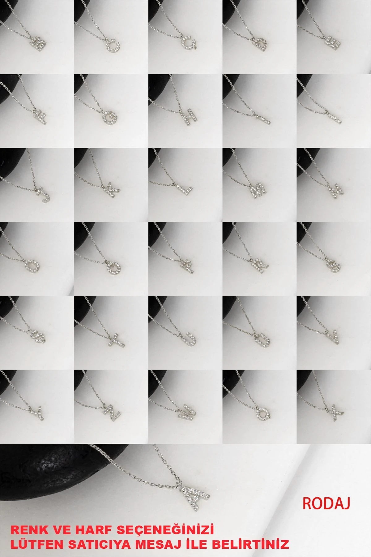 Gümüş Minimal Harf Kadın Kolye