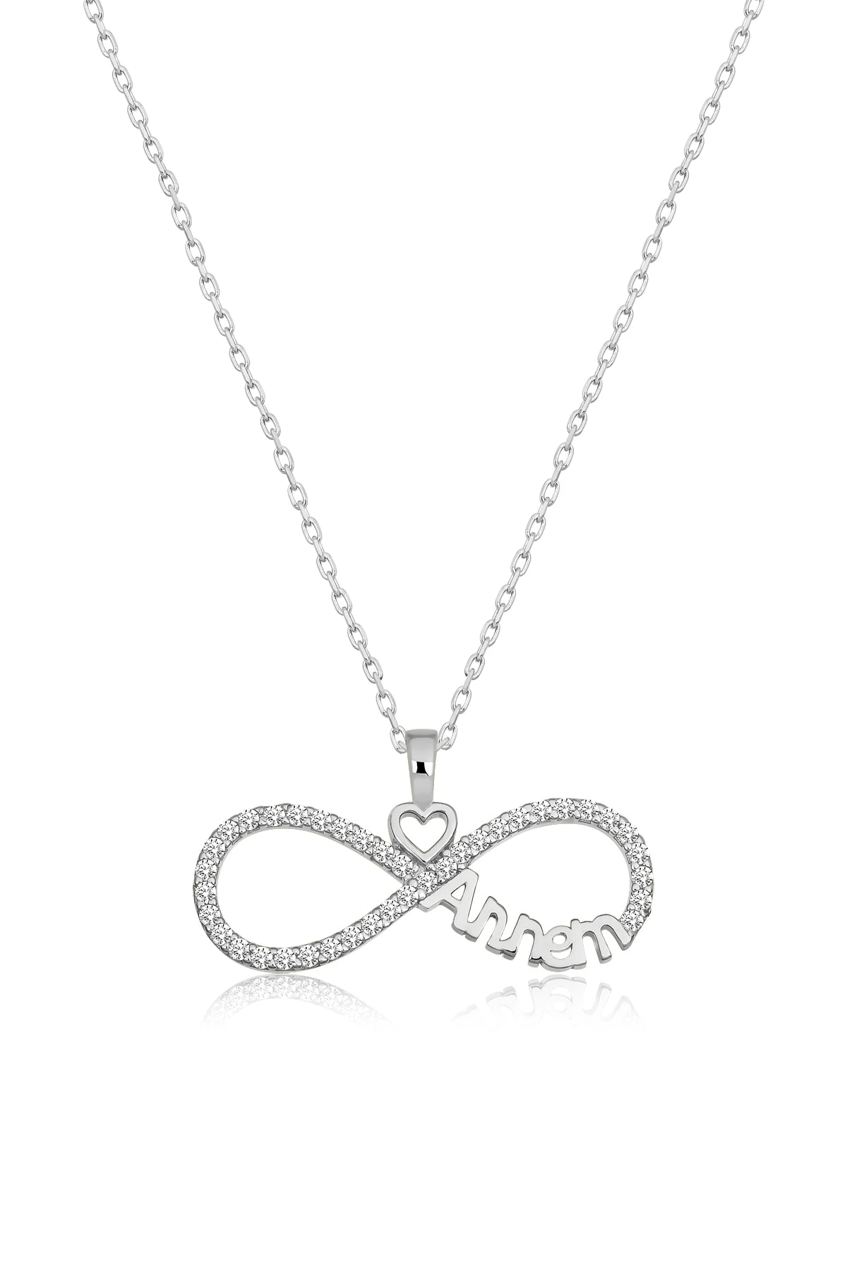 Annem Yazılı Sonsuzluk Rodaj Kolye 925 Ayar Gümüş