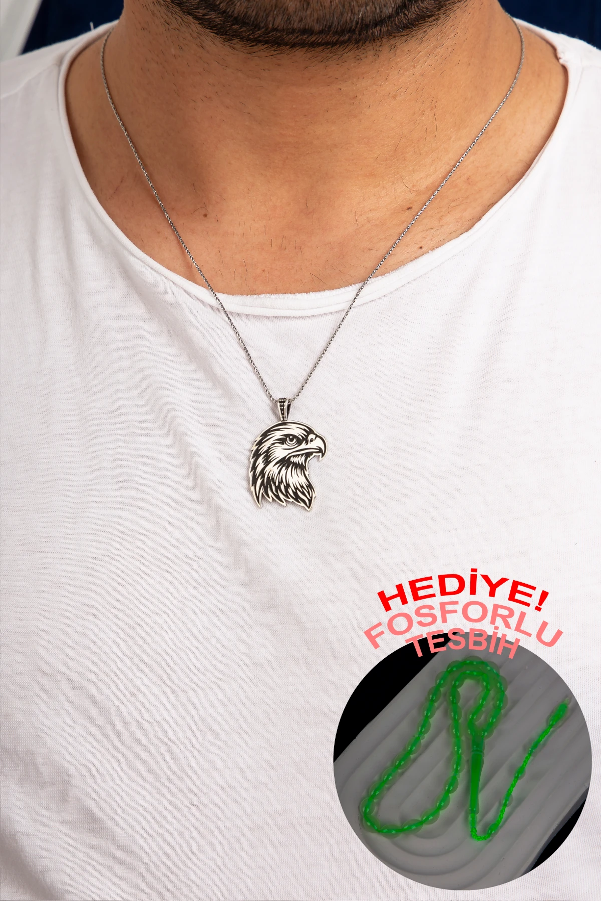 GÜMÜŞ KARTAL FİGÜRLÜ ERKEK KOLYE