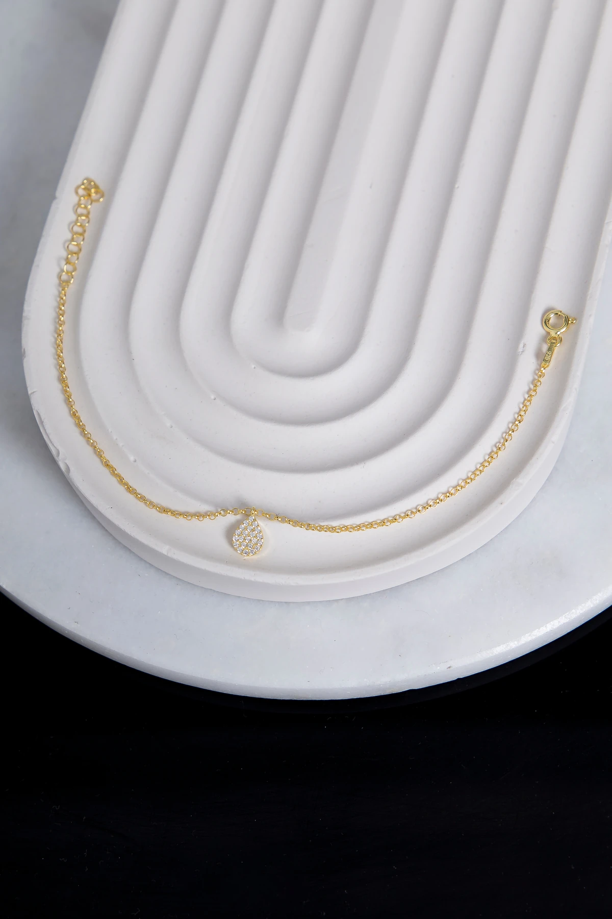 Gümüş Minimal Damla Gold Bileklik