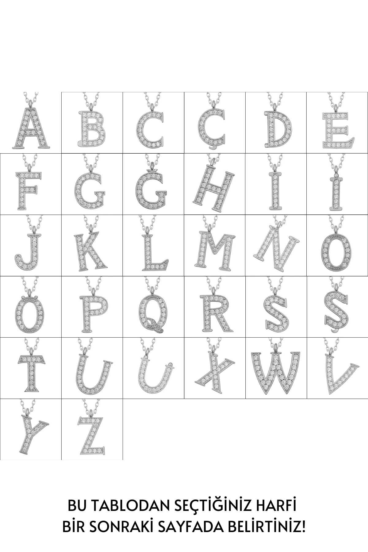 GÜMÜŞ HARF KOLYE ZİRKON TAŞLI RODAJ