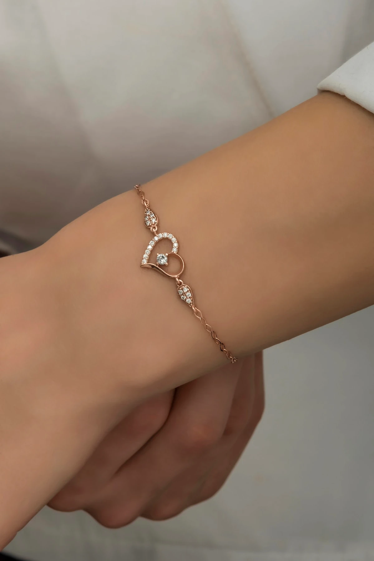 Kalp Figürlü Bileklik-925 Ayar Gümüş