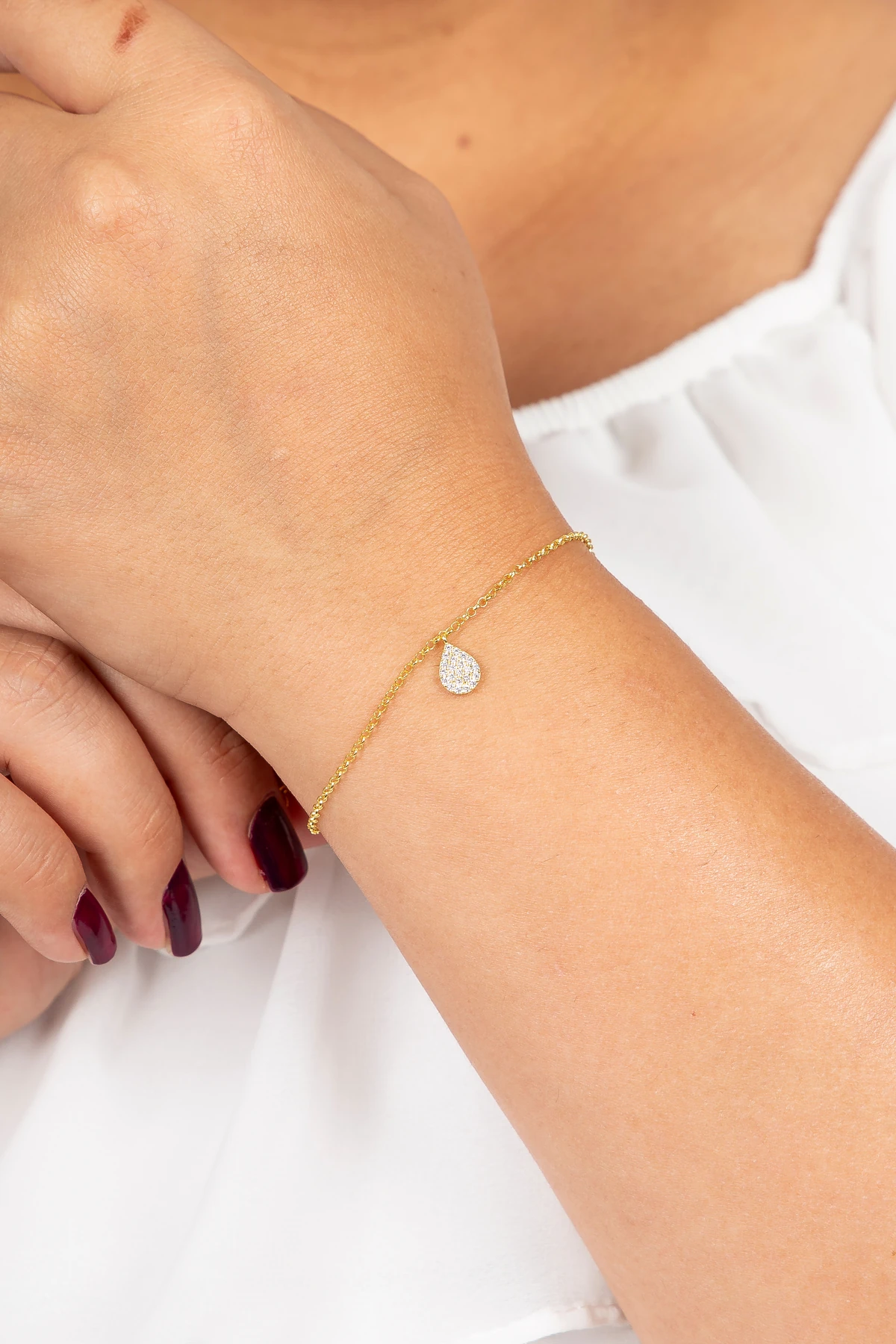 Gümüş Minimal Damla Gold Bileklik