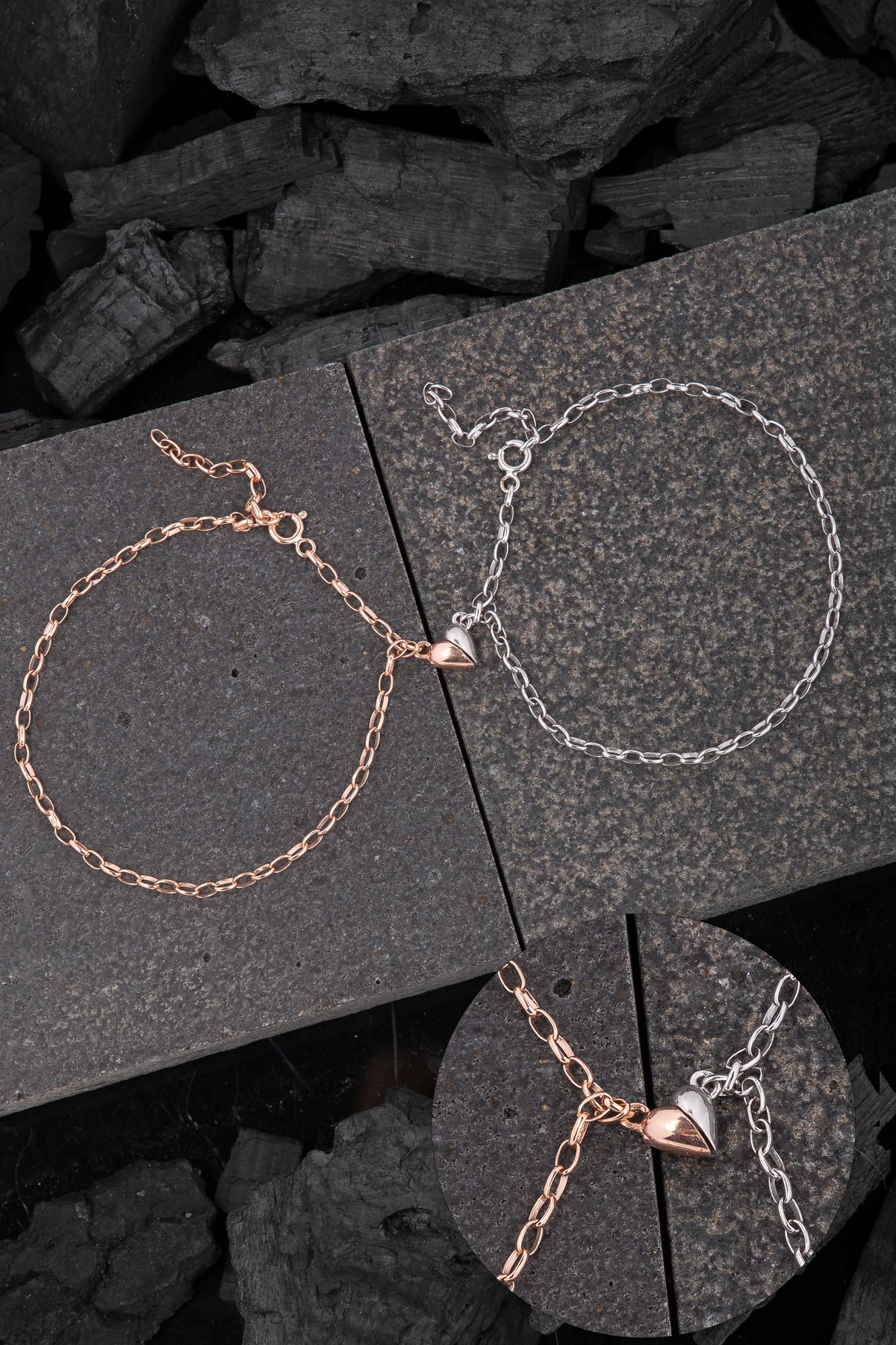 GÜMÜŞ ÇİFT AŞK BİLEKLİK RODAJ/ROSE