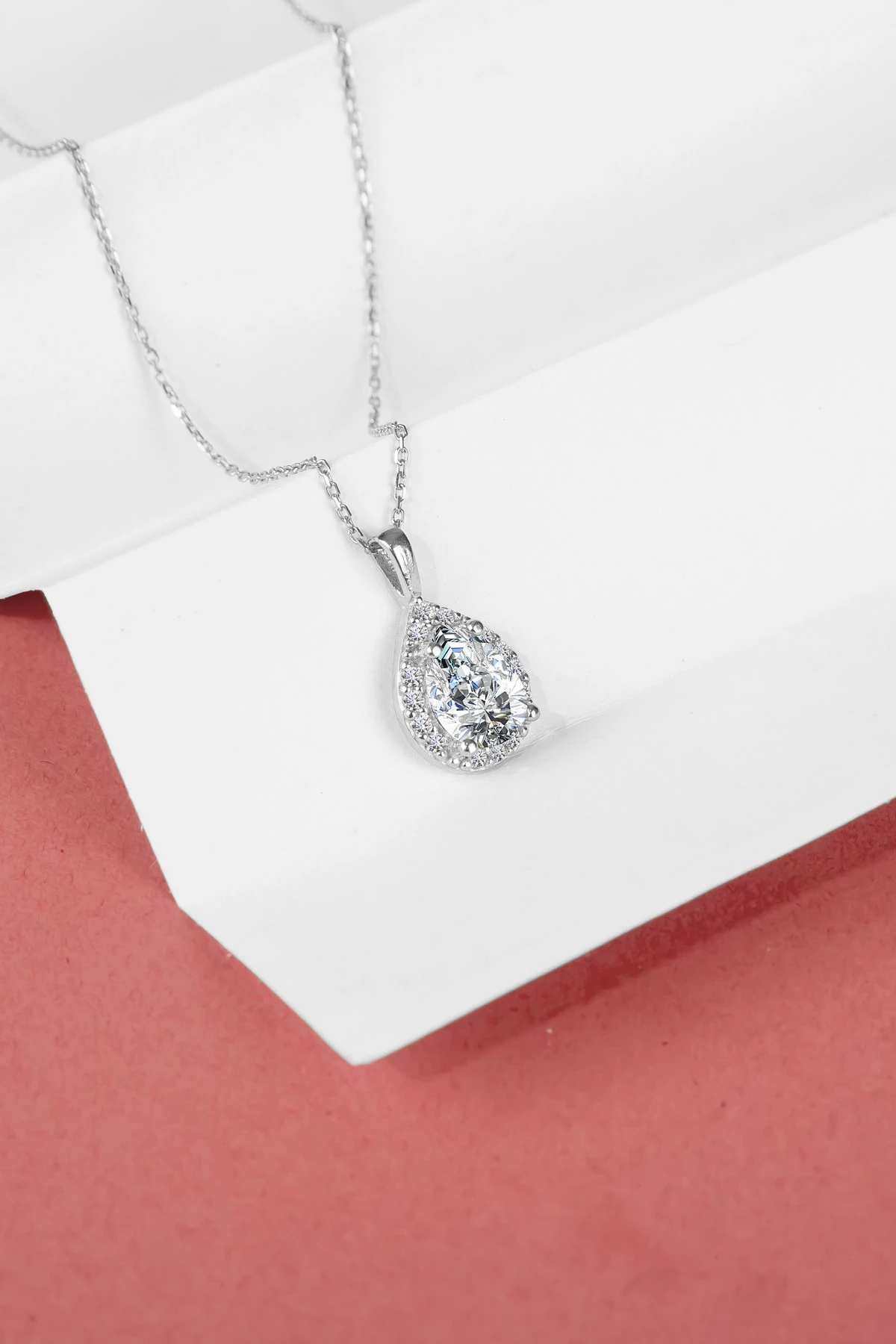 Beyaz Damla Taşlı Rodaj Kolye-925 Ayar Gümüş