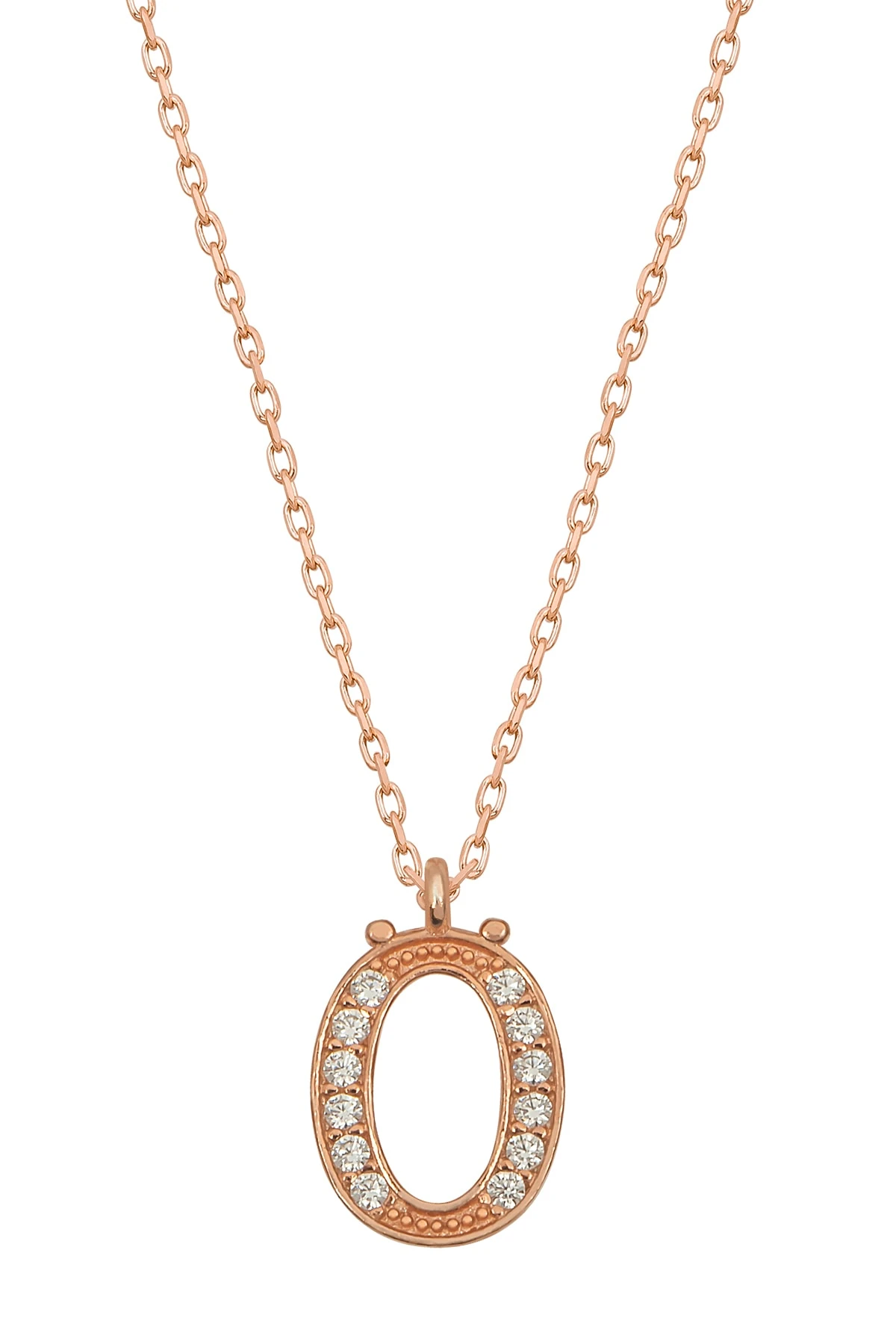 Gümüş Zirkon Taşlı Ö Harfi Kolye