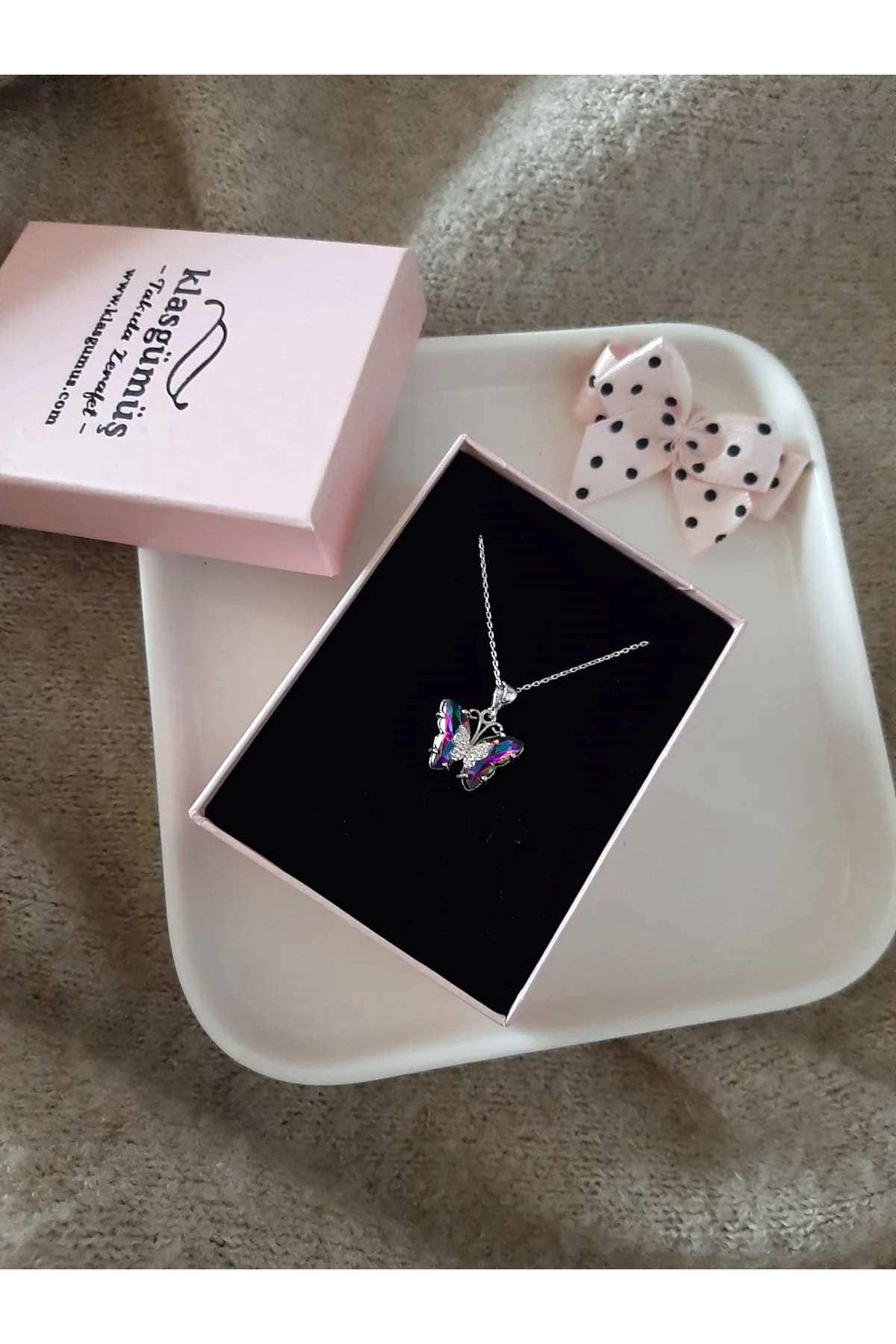 925 Ayar Gümüş Kelebek Kolye | Doğum Günü Hediyesi | Özel Gün Hediyesi