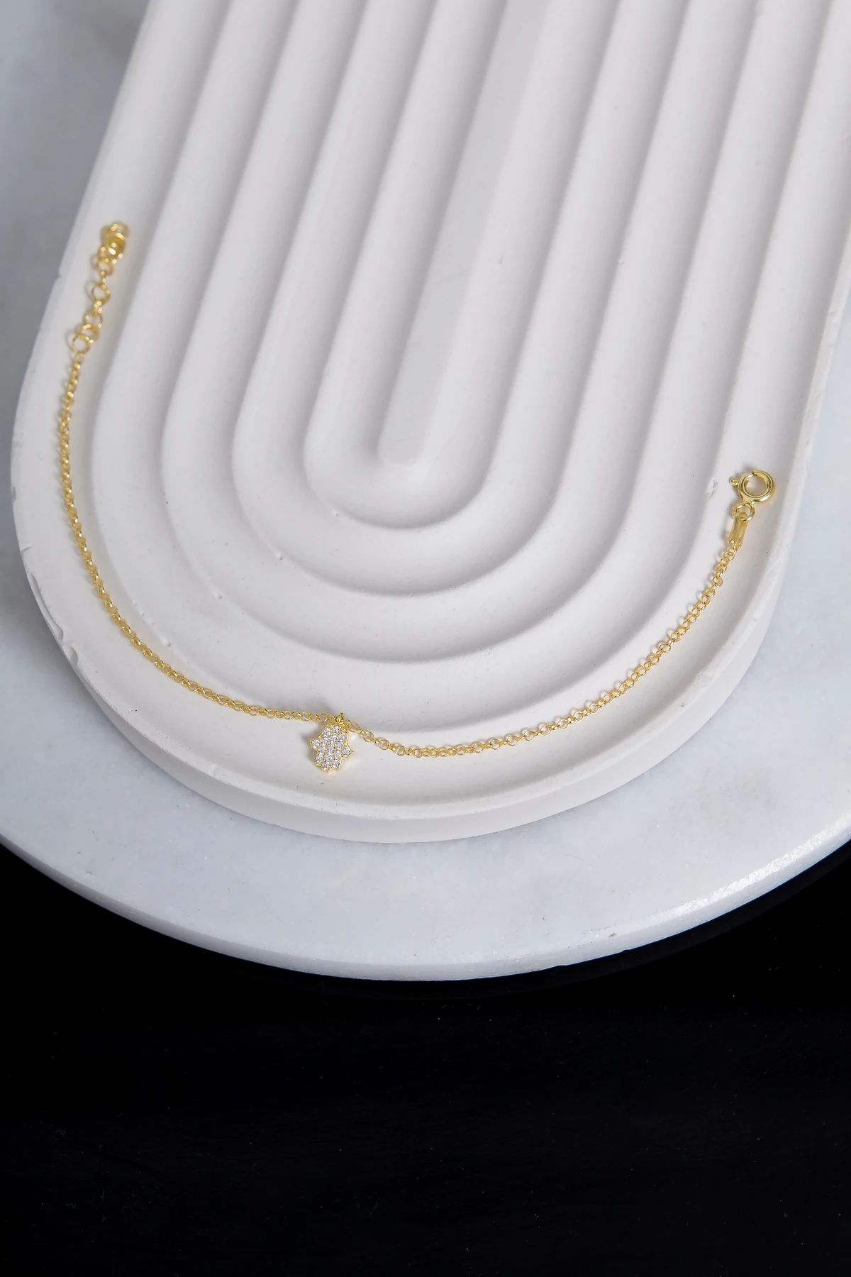 Gümüş Minimal Fatma Ana Eli Gold Bileklik