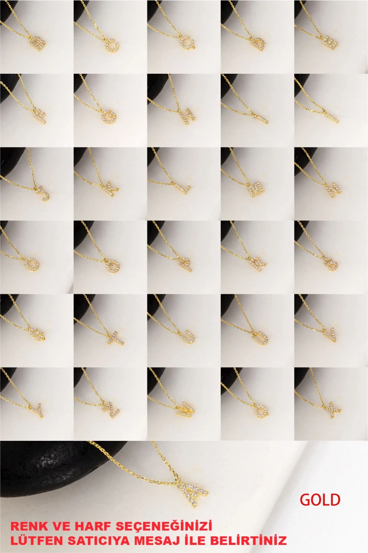 Gümüş Minimal Harf Kadın Kolye