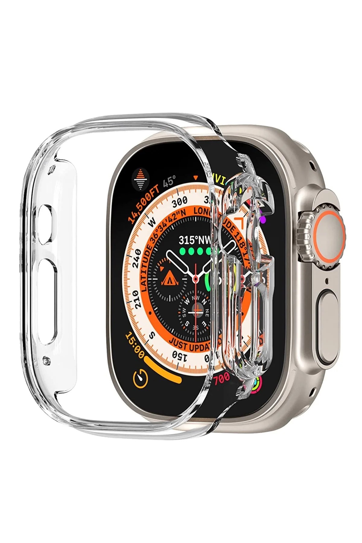 Apple Watch Ultra Uyumlu Kasa Koruyucu Şeffaf 360 ( 49 mm )
