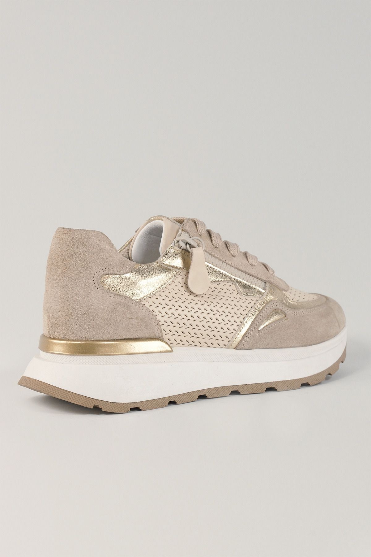 Madeleine Bej Deri Kadın Sneakers, Hakiki Deri, Günlük Ayakkabı, Spor Ayakkabı 24040