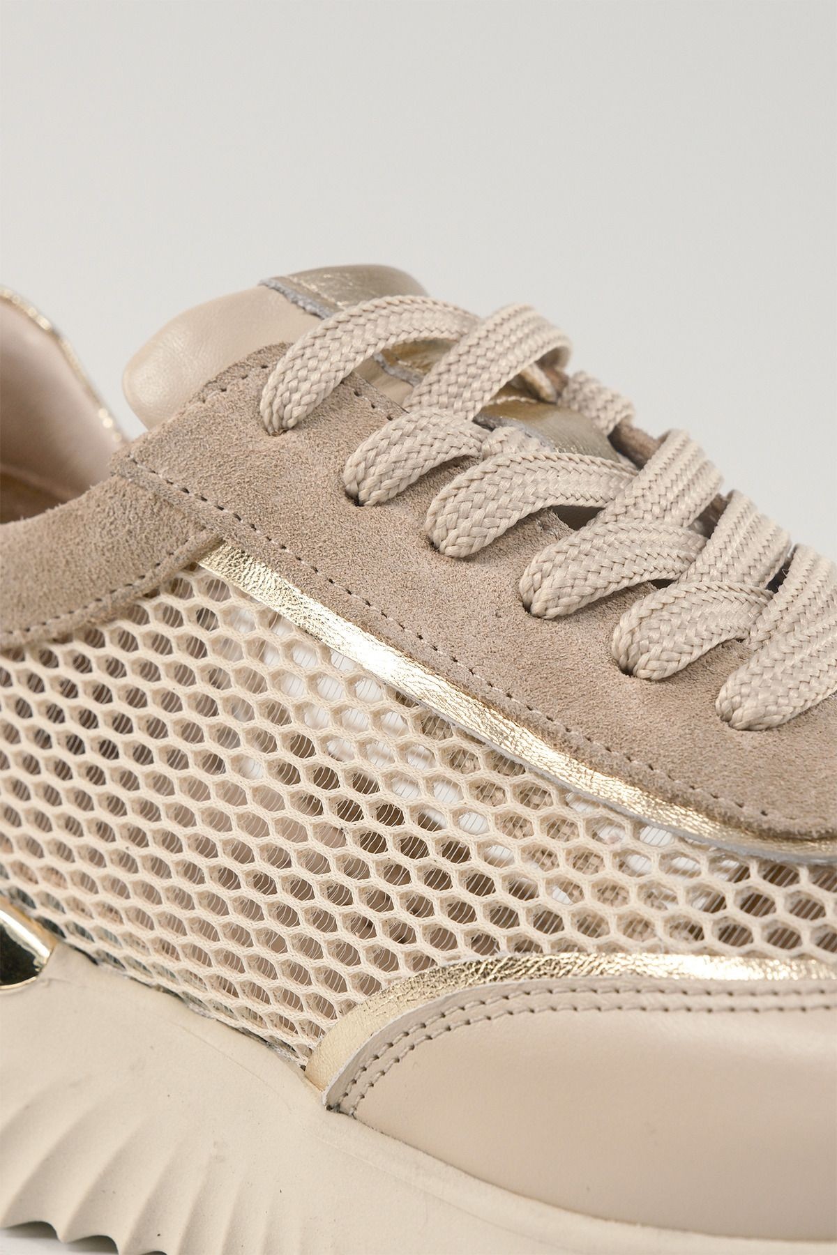 Rosalba Bej Deri Kadın Sneakers, Hakiki Deri, Günlük Ayakkabı, Spor Ayakkabı 25076