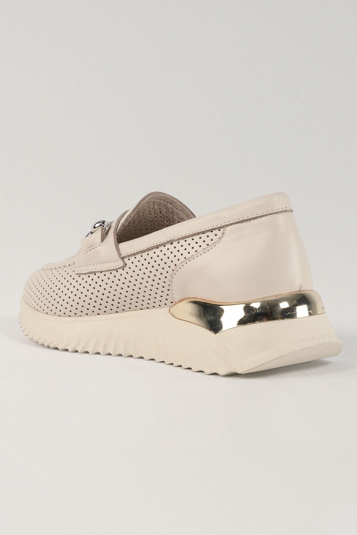 Giulia Bej Deri Kadın Sneakers, Hakiki Deri, Günlük Ayakkabı, Spor Ayakkabı 24021