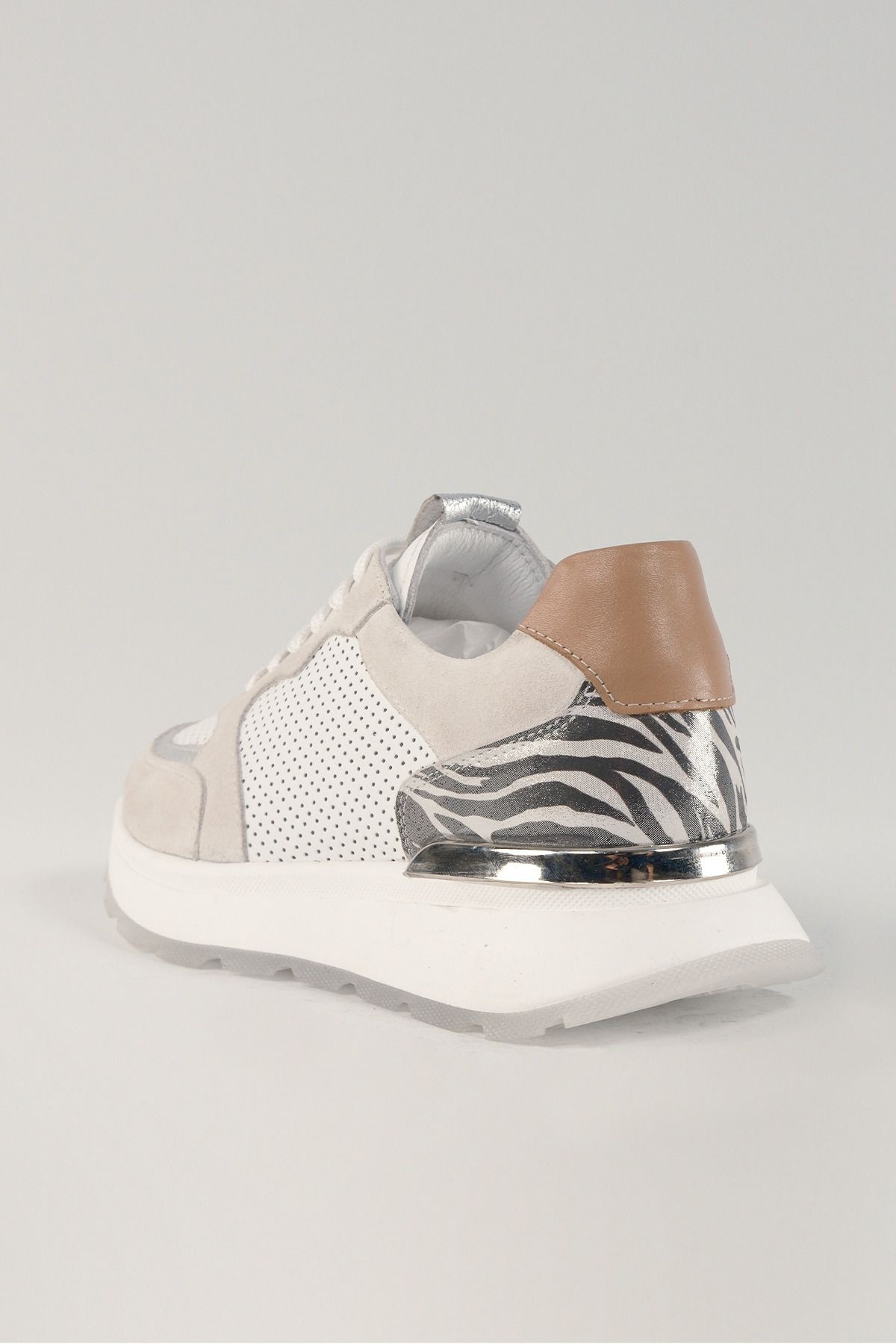 Donatella Beyaz Deri Kadın Sneakers, Hakiki Deri, Günlük Ayakkabı, Spor Ayakkabı 25452
