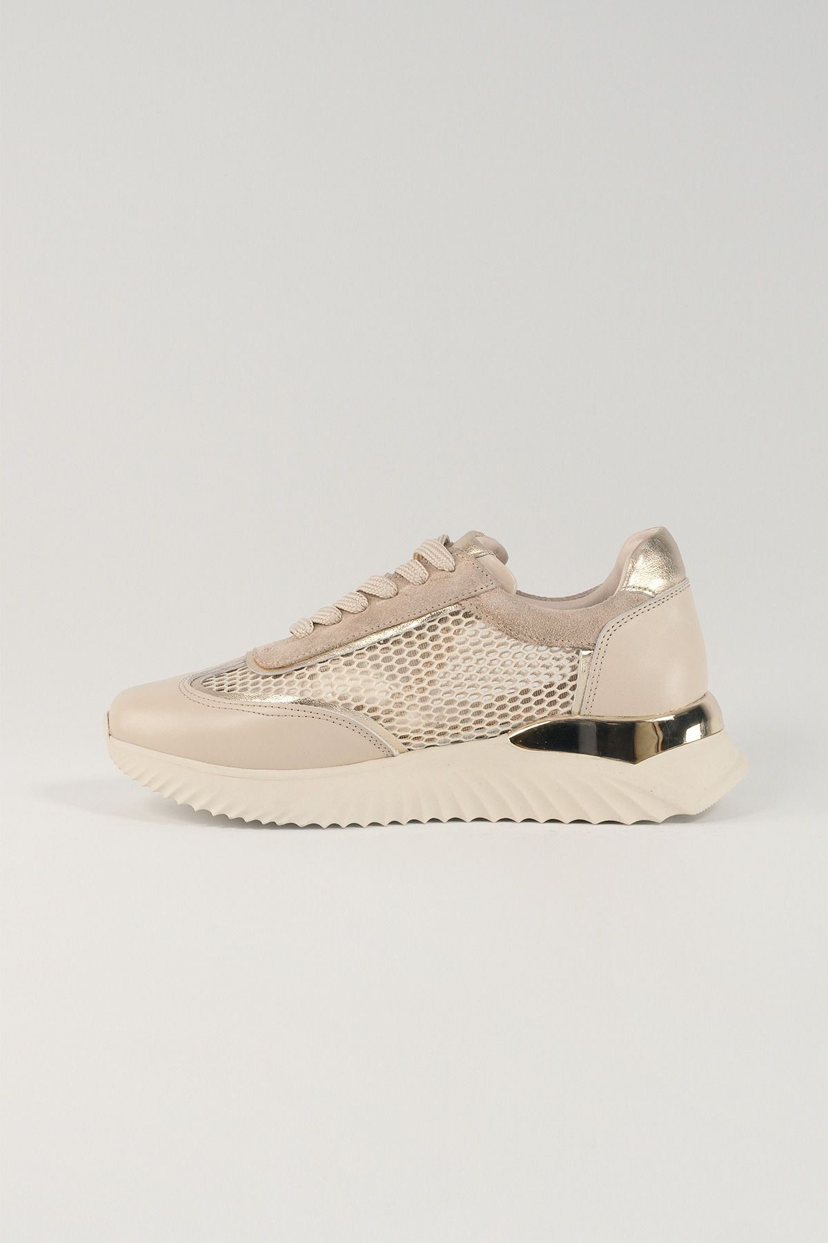 Rosalba Bej Deri Kadın Sneakers, Hakiki Deri, Günlük Ayakkabı, Spor Ayakkabı 25076