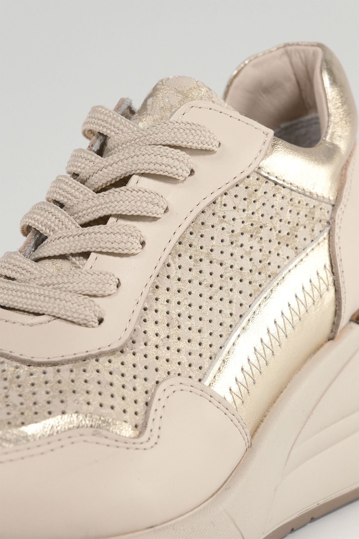 Ludovica Bej Deri Kadın Sneakers, Hakiki Deri, Günlük Ayakkabı, Spor Ayakkabı 24220