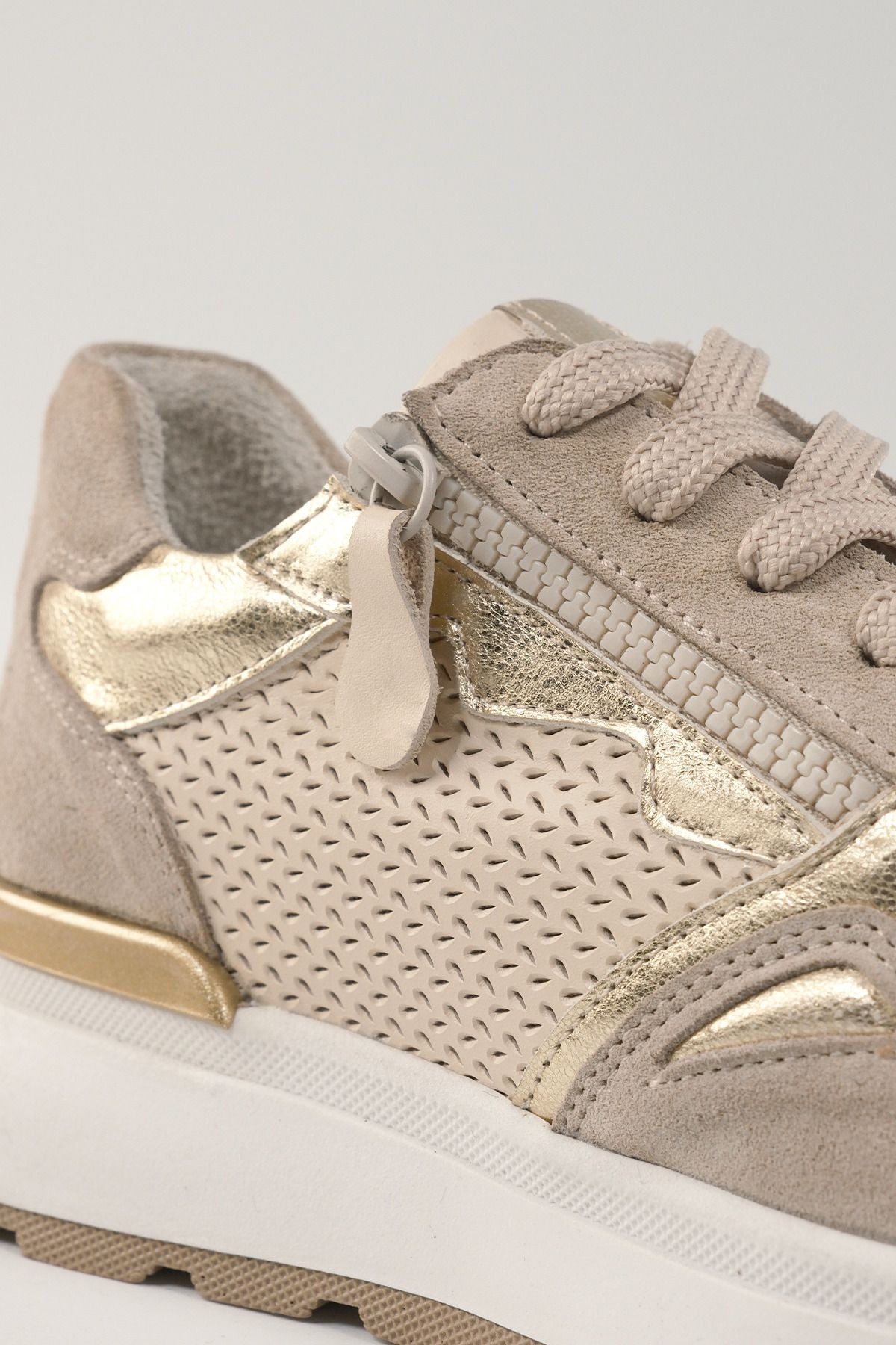 Madeleine Bej Deri Kadın Sneakers, Hakiki Deri, Günlük Ayakkabı, Spor Ayakkabı 24040