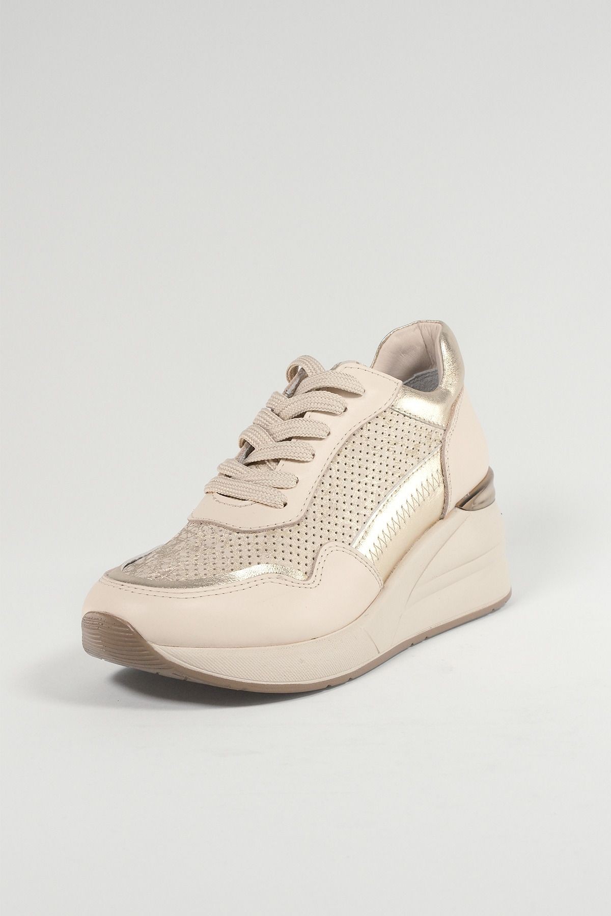 Ludovica Bej Deri Kadın Sneakers, Hakiki Deri, Günlük Ayakkabı, Spor Ayakkabı 24220