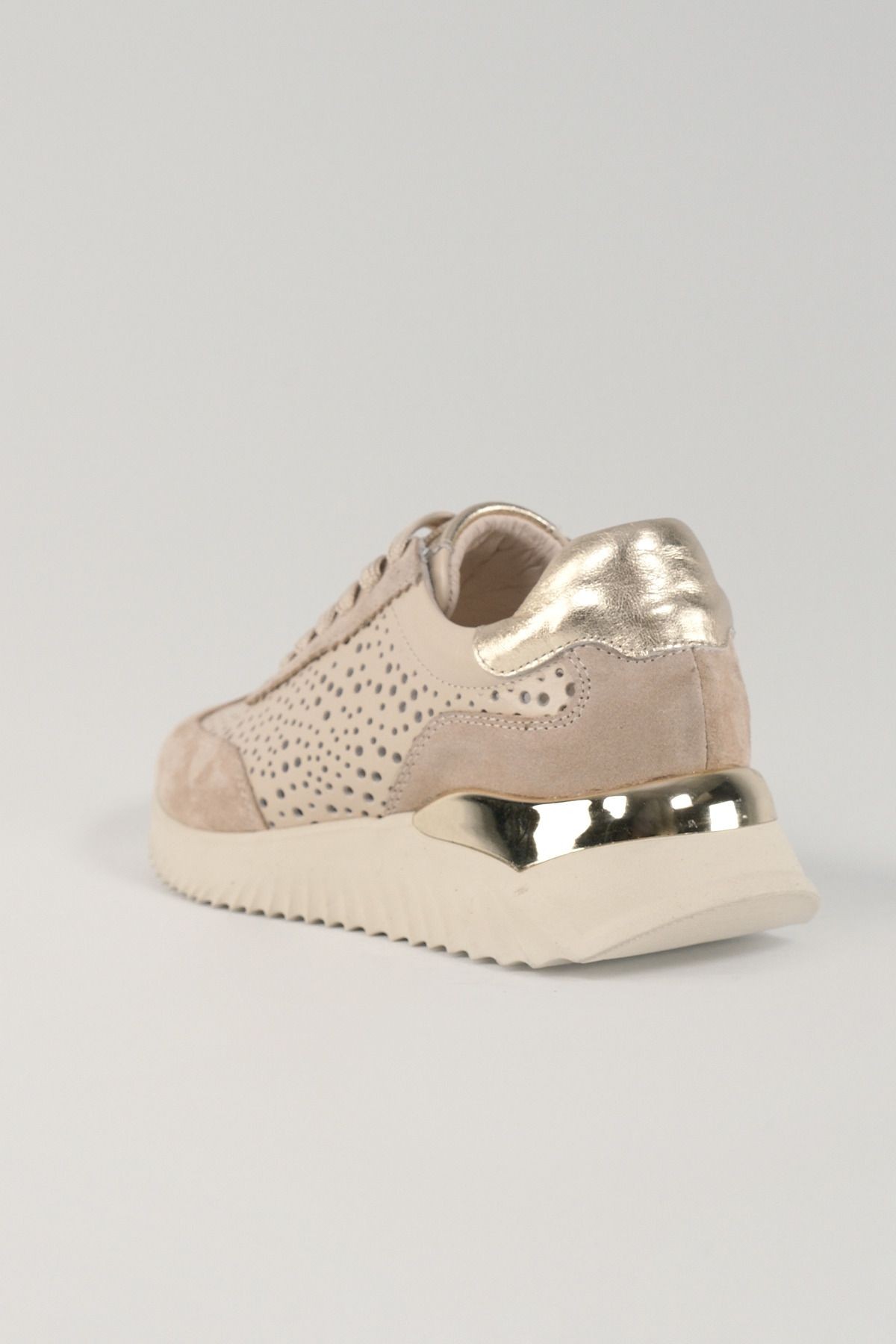 Caterina Bej Deri Kadın Sneakers, Hakiki Deri, Günlük Ayakkabı, Spor Ayakkabı 25070