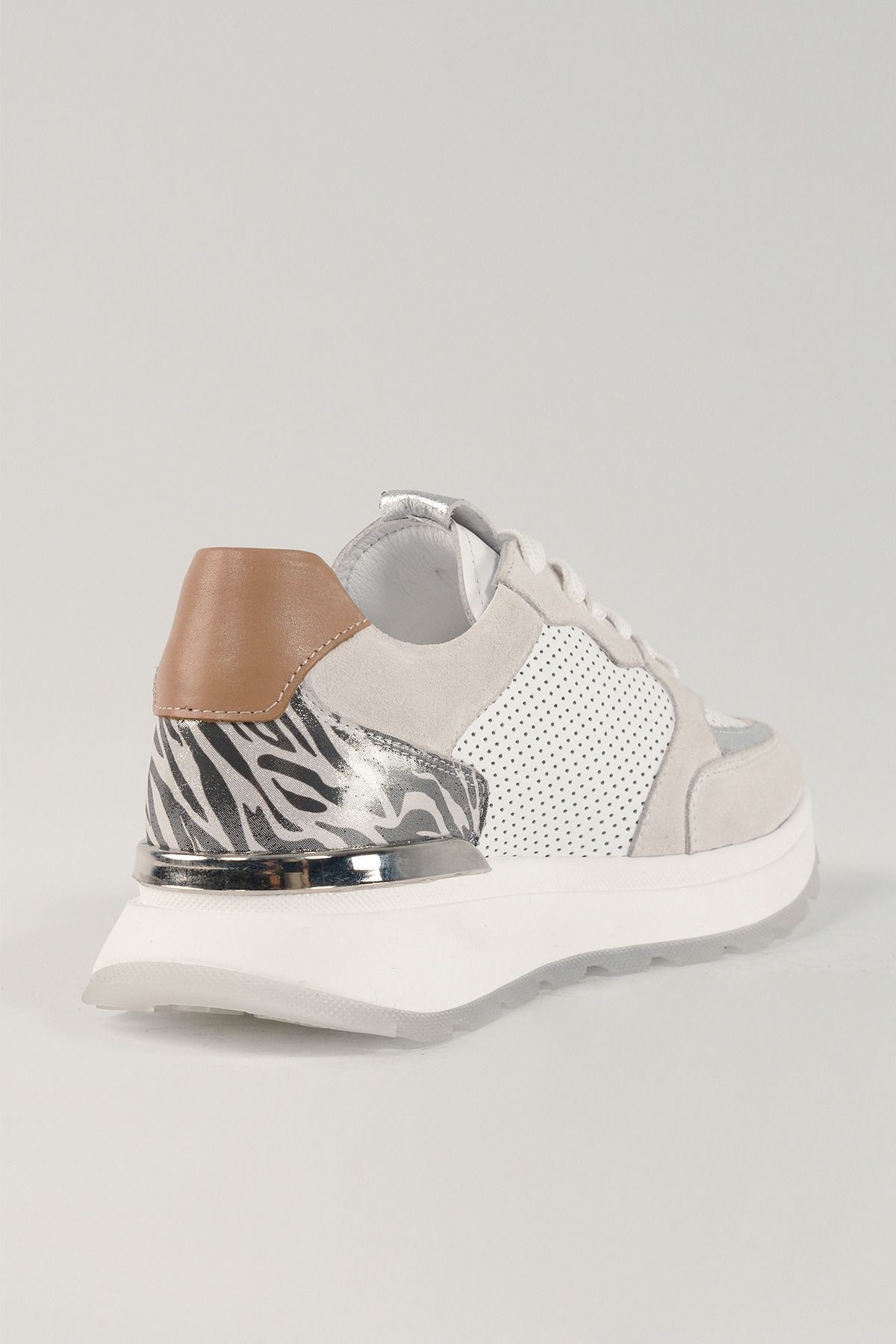 Donatella Beyaz Deri Kadın Sneakers, Hakiki Deri, Günlük Ayakkabı, Spor Ayakkabı 25452