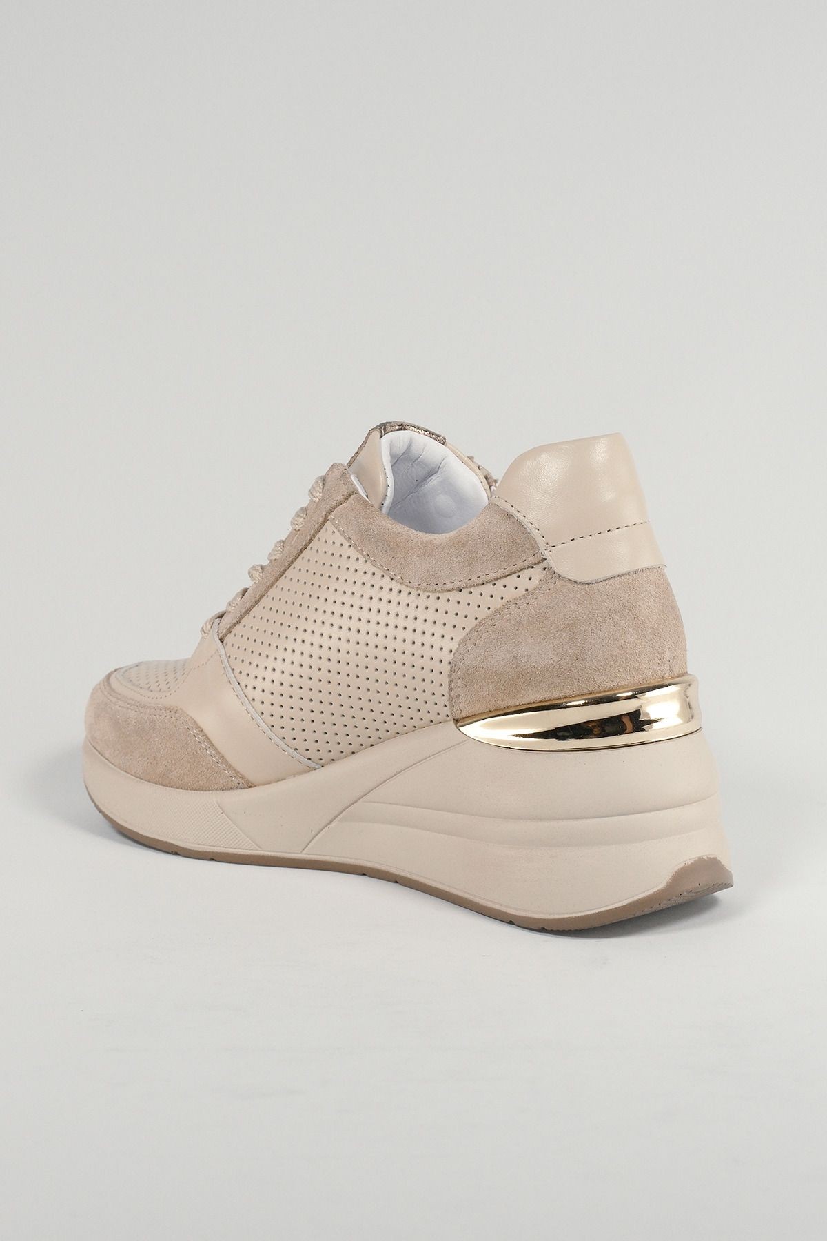 Claudette Bej Deri Kadın Sneakers, Hakiki Deri, Günlük Ayakkabı, Spor Ayakkabı 24221