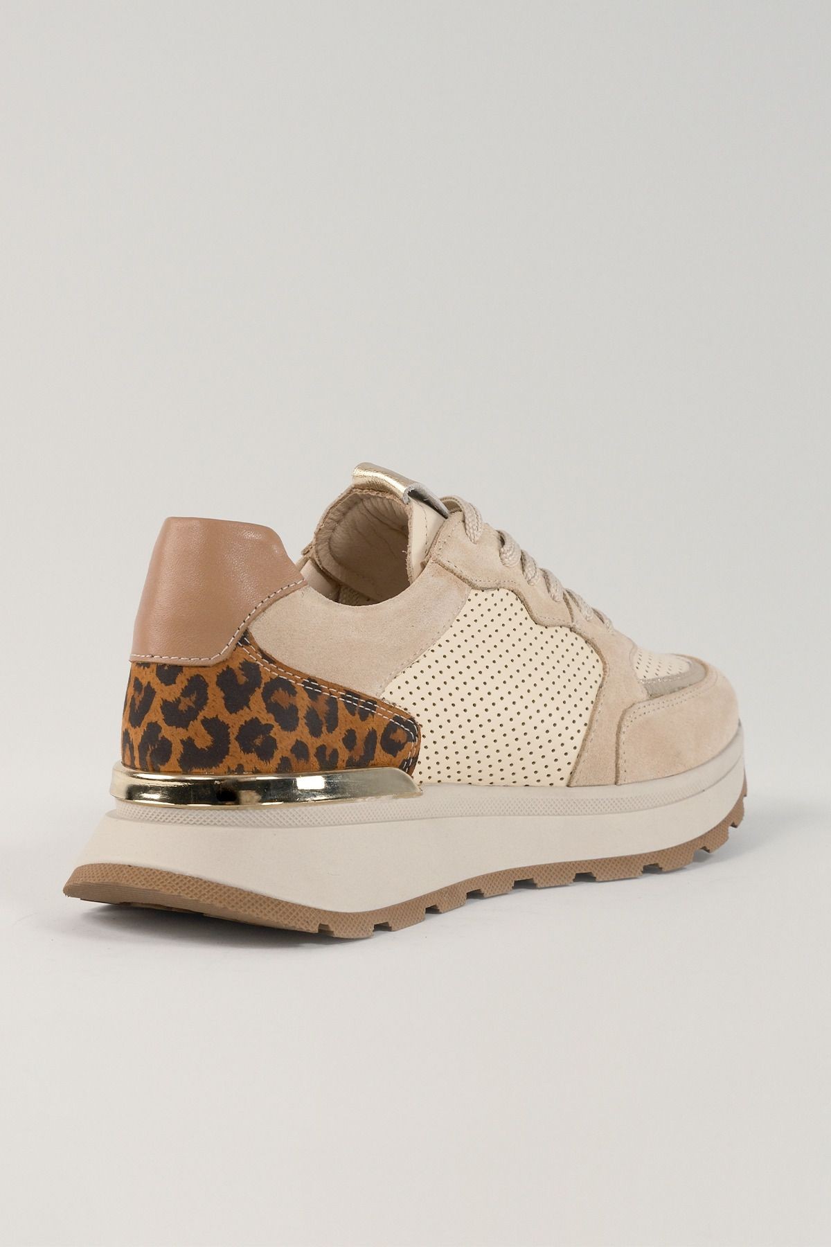Donatella Bej Deri Kadın Sneakers, Hakiki Deri, Günlük Ayakkabı, Spor Ayakkabı 25452