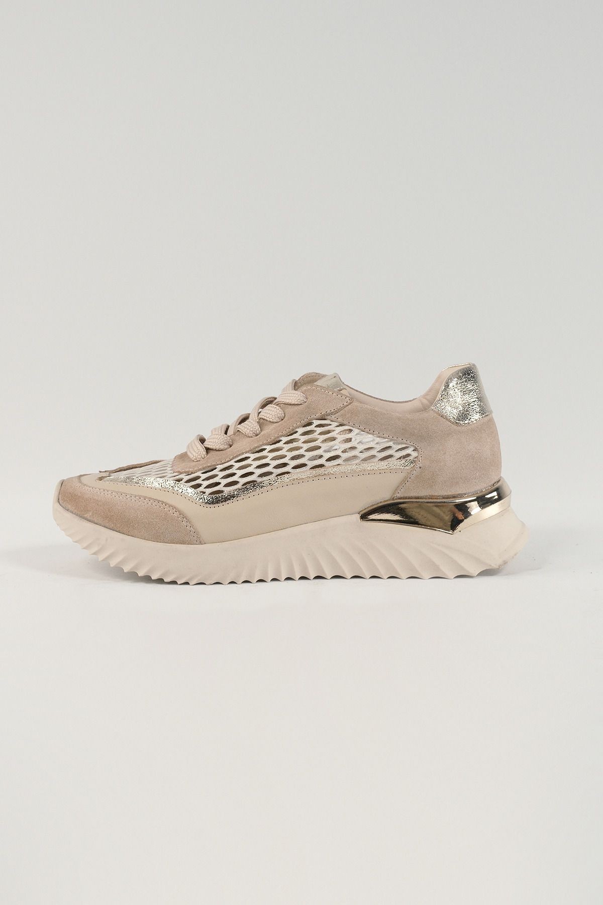 Annette Bej Deri Kadın Sneakers, Hakiki Deri, Günlük Ayakkabı, Spor Ayakkabı 25072