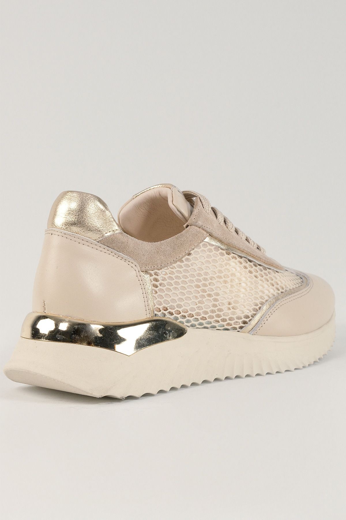 Rosalba Bej Deri Kadın Sneakers, Hakiki Deri, Günlük Ayakkabı, Spor Ayakkabı 25076