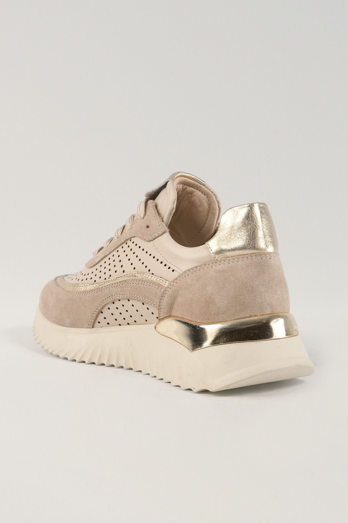 Delphine Bej Süet Deri Kadın Sneakers, Hakiki Deri, Günlük Ayakkabı, Spor Ayakkabı 25078
