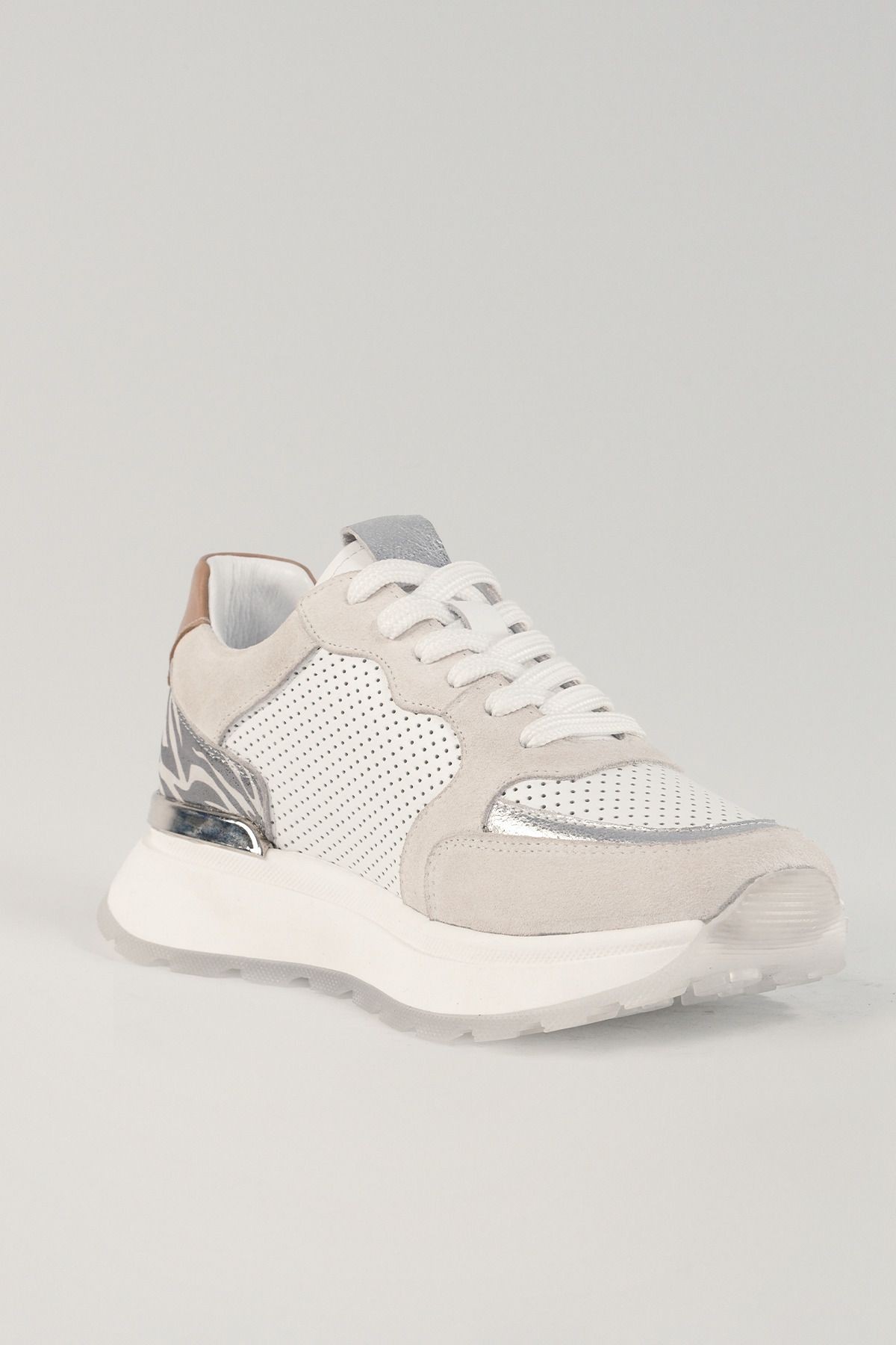 Donatella Beyaz Deri Kadın Sneakers, Hakiki Deri, Günlük Ayakkabı, Spor Ayakkabı 25452