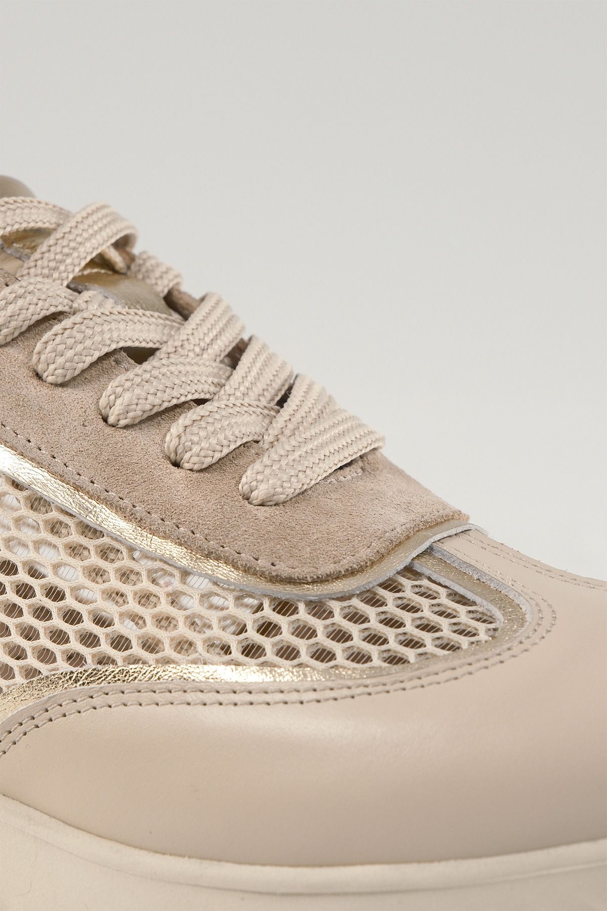 Rosalba Bej Deri Kadın Sneakers, Hakiki Deri, Günlük Ayakkabı, Spor Ayakkabı 25076