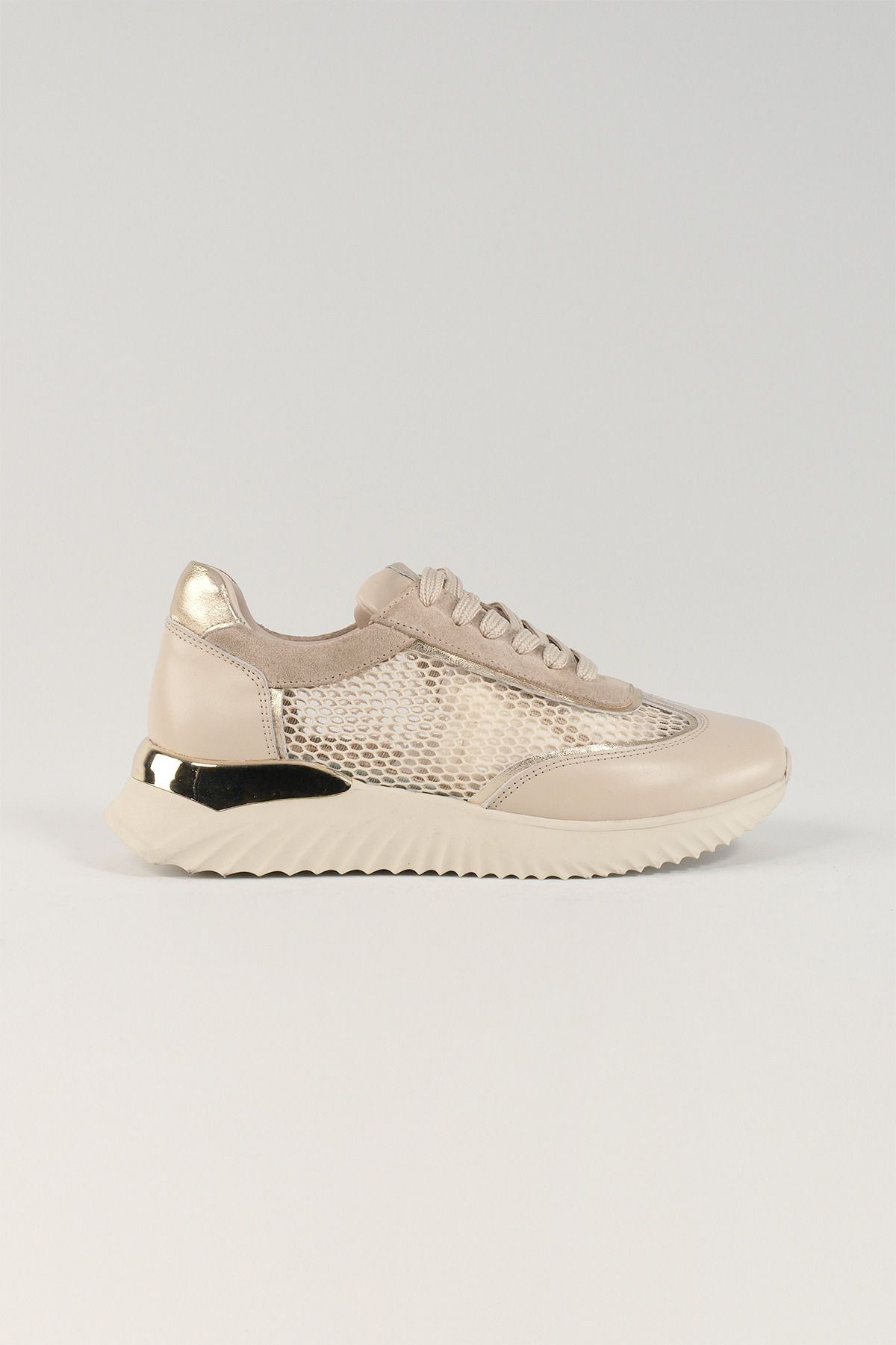 Rosalba Bej Deri Kadın Sneakers, Hakiki Deri, Günlük Ayakkabı, Spor Ayakkabı 25076