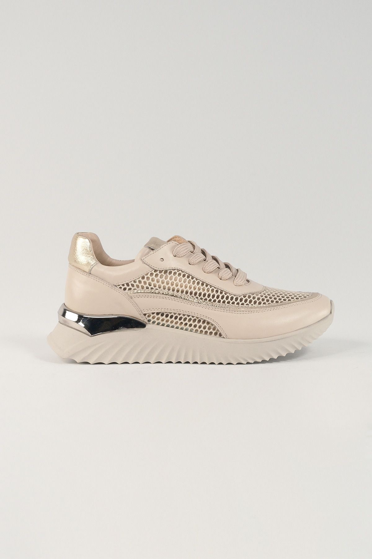 Eleonora Bej Deri Kadın Sneakers, Hakiki Deri, Günlük Ayakkabı, Spor Ayakkabı 25079