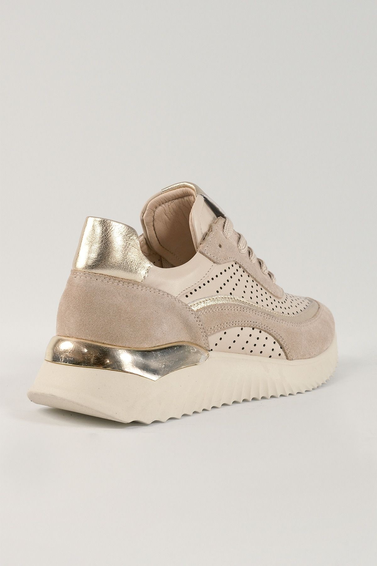 Delphine Bej Süet Deri Kadın Sneakers, Hakiki Deri, Günlük Ayakkabı, Spor Ayakkabı 25078