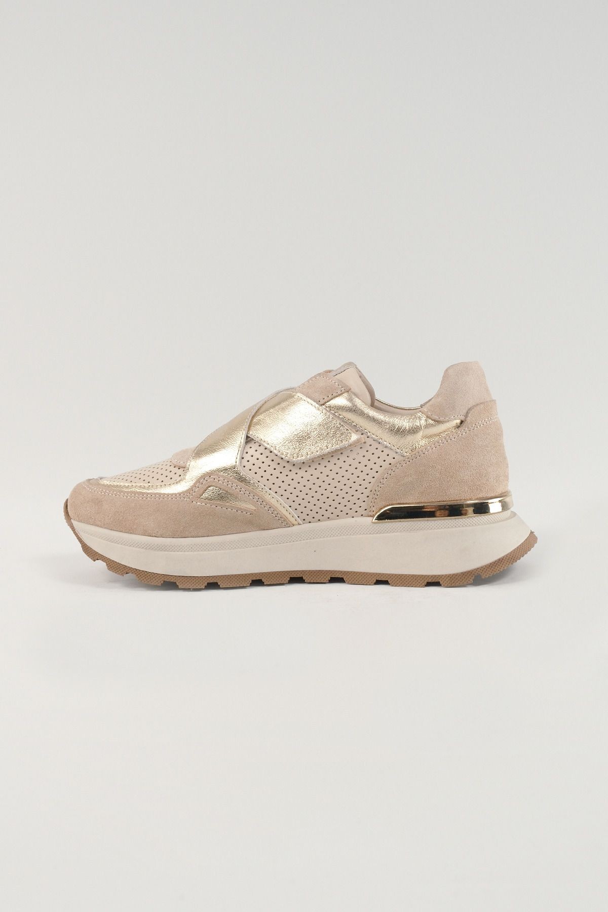 Gabriella Bej Deri Kadın Sneakers, Hakiki Deri, Günlük Ayakkabı, Spor Ayakkabı 24048