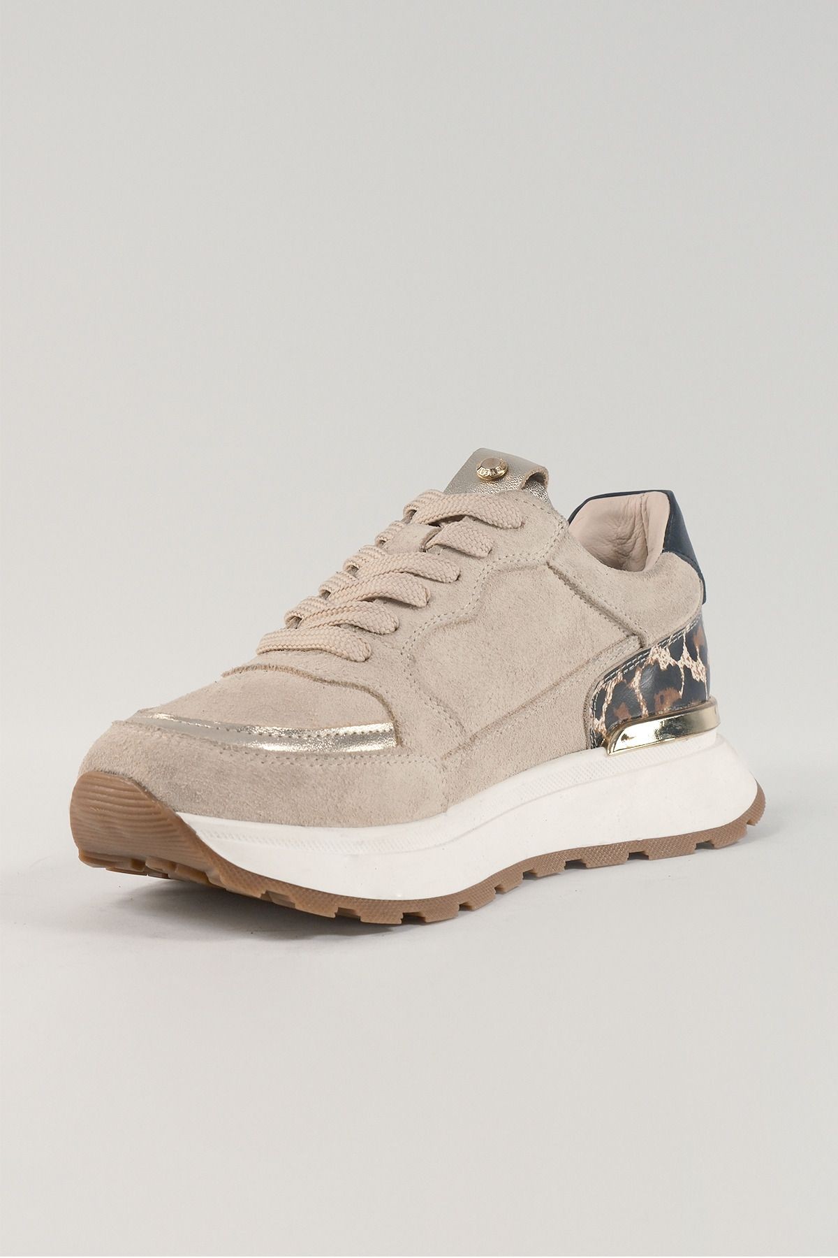 Monique Bej Deri Kadın Sneakers, Hakiki Deri, Günlük Ayakkabı, Spor Ayakkabı 25453