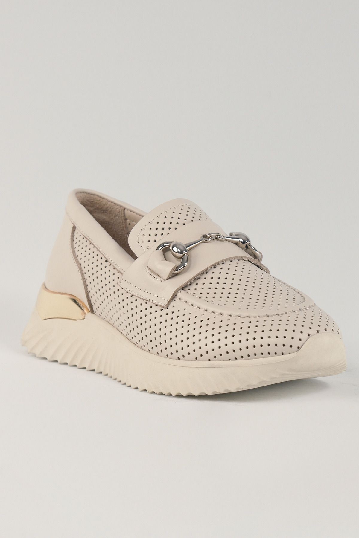 Giulia Bej Deri Kadın Sneakers, Hakiki Deri, Günlük Ayakkabı, Spor Ayakkabı 24021