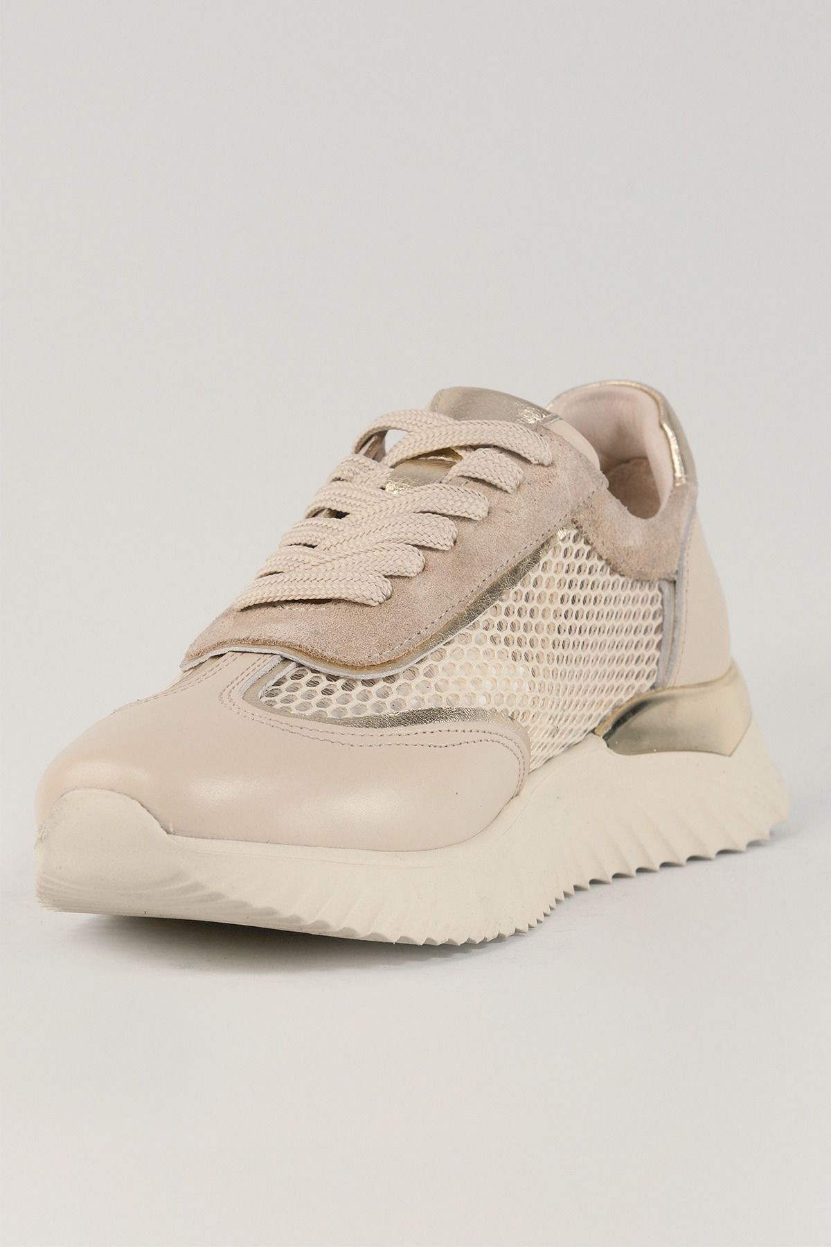 Rosalba Bej Deri Kadın Sneakers, Hakiki Deri, Günlük Ayakkabı, Spor Ayakkabı 25076