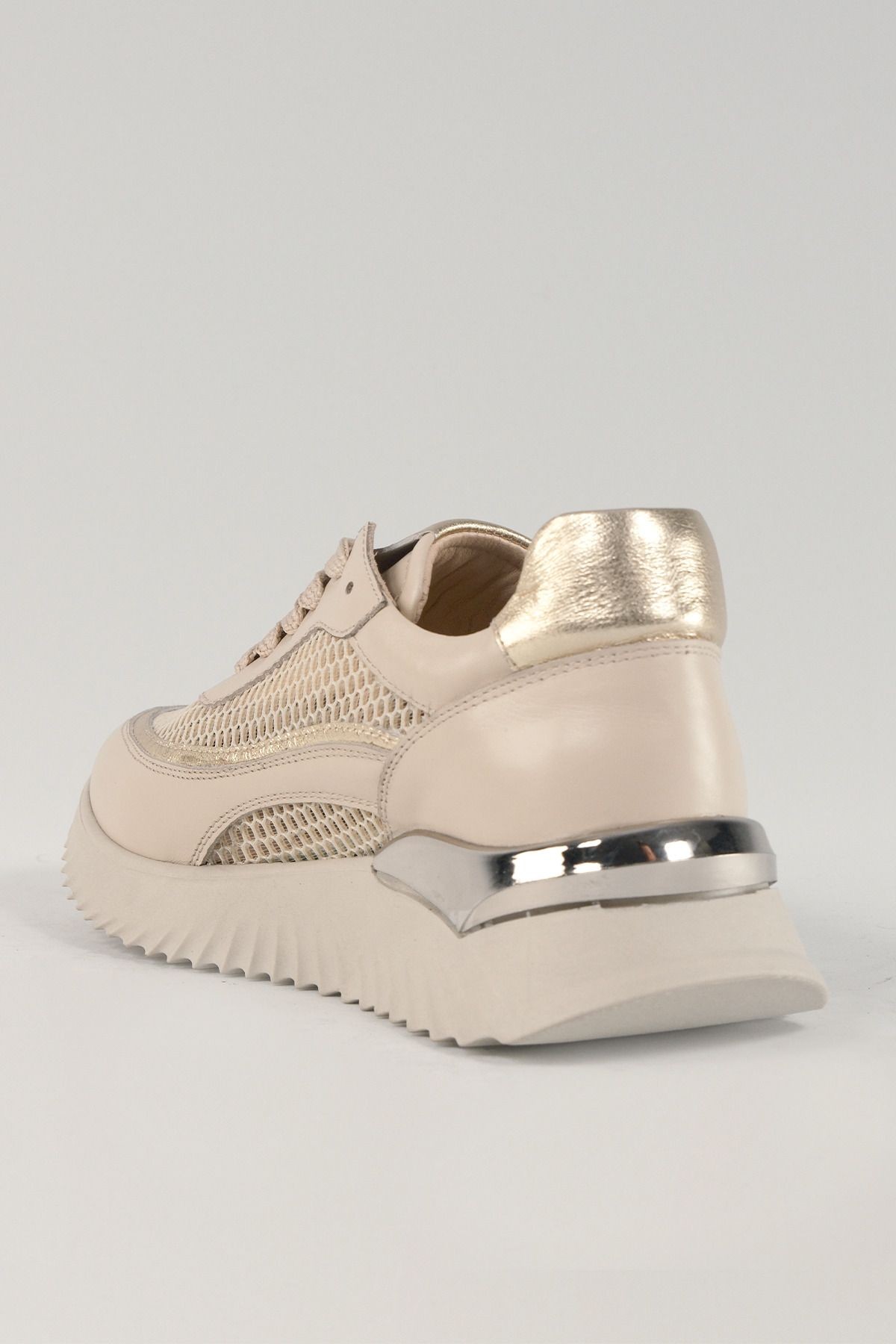 Eleonora Bej Deri Kadın Sneakers, Hakiki Deri, Günlük Ayakkabı, Spor Ayakkabı 25079