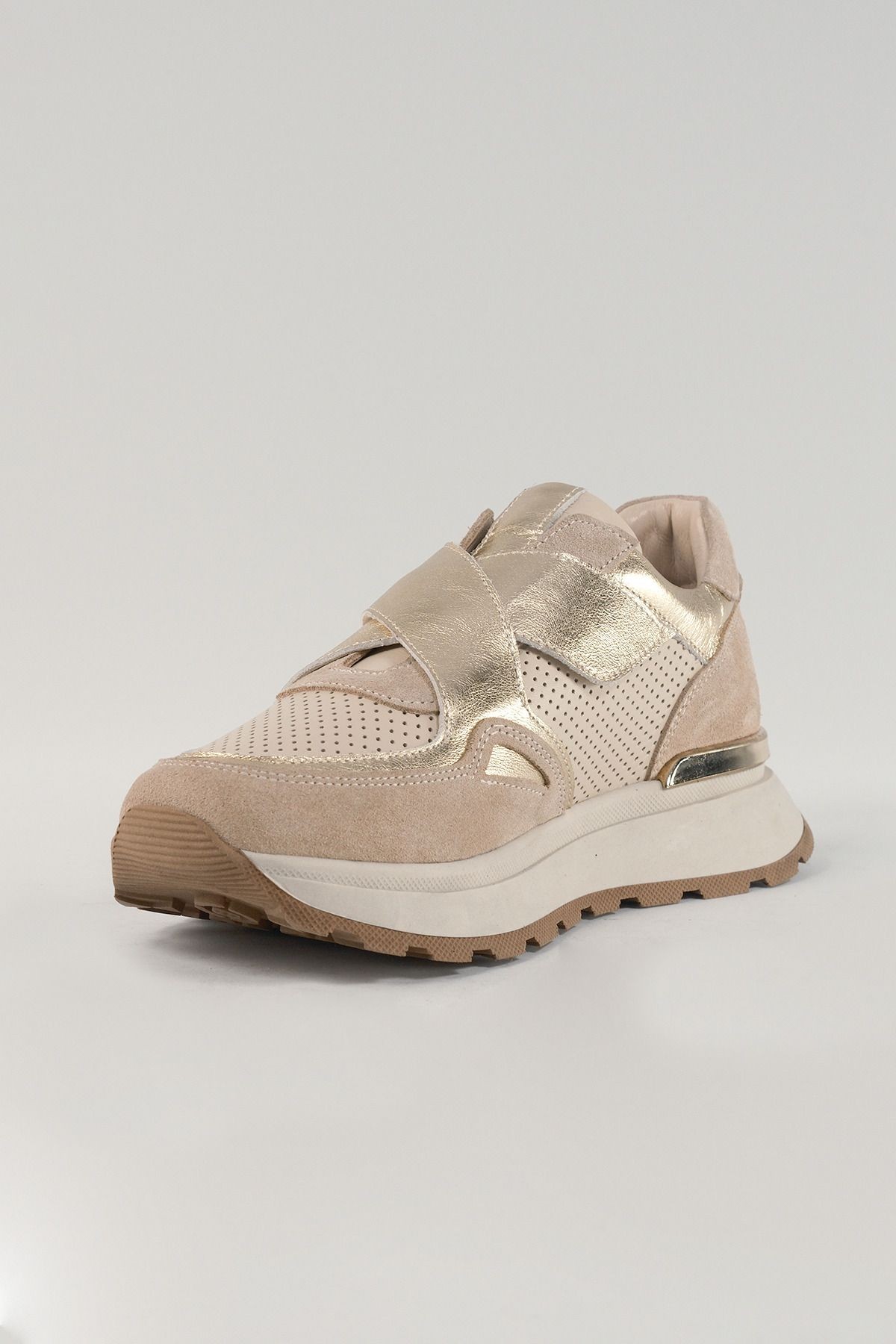 Gabriella Bej Deri Kadın Sneakers, Hakiki Deri, Günlük Ayakkabı, Spor Ayakkabı 24048
