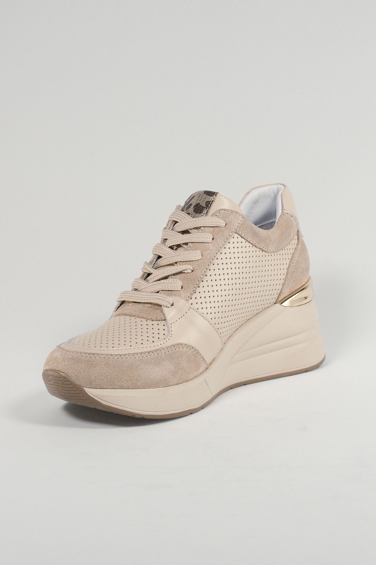 Claudette Bej Deri Kadın Sneakers, Hakiki Deri, Günlük Ayakkabı, Spor Ayakkabı 24221