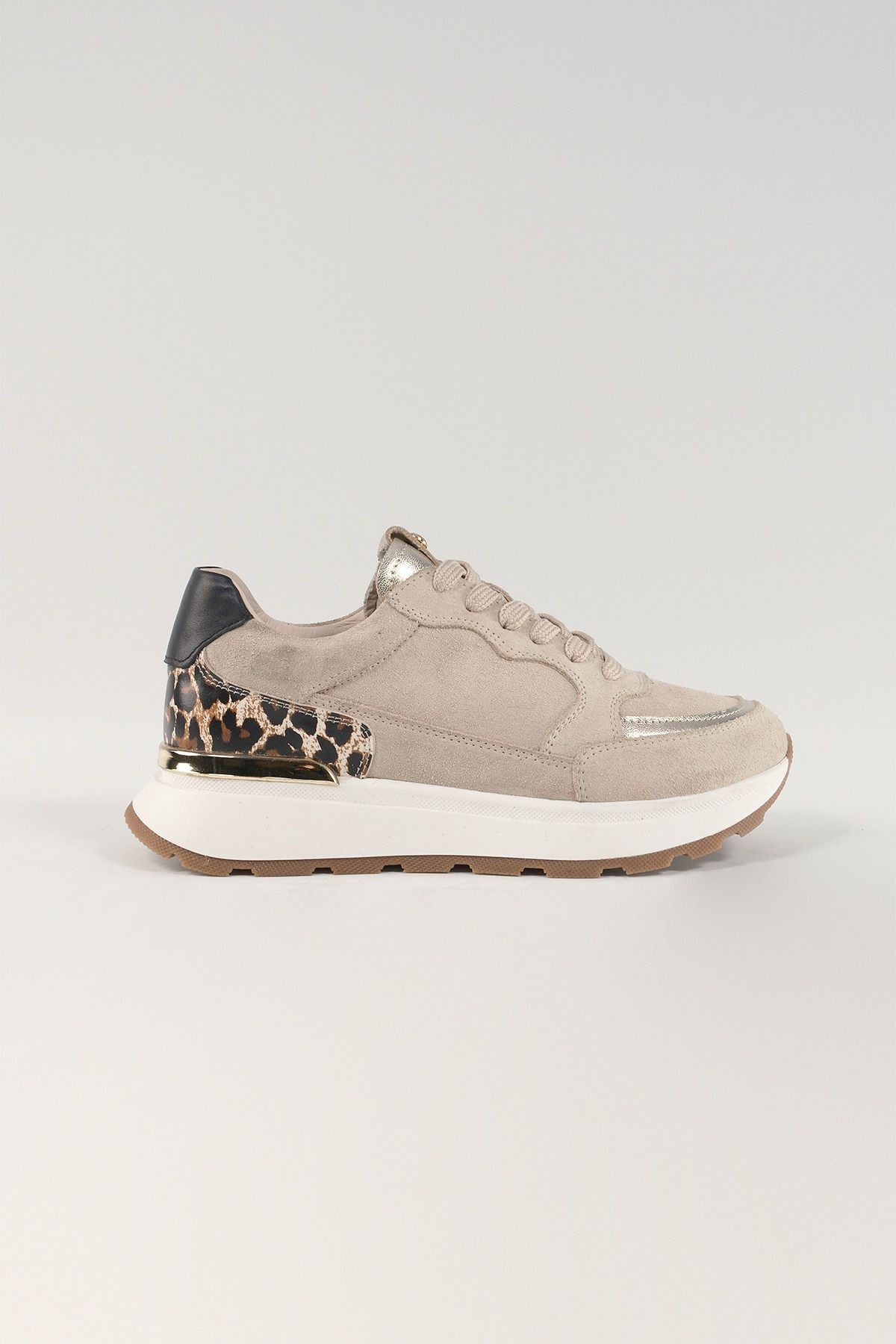 Monique Bej Deri Kadın Sneakers, Hakiki Deri, Günlük Ayakkabı, Spor Ayakkabı 25453