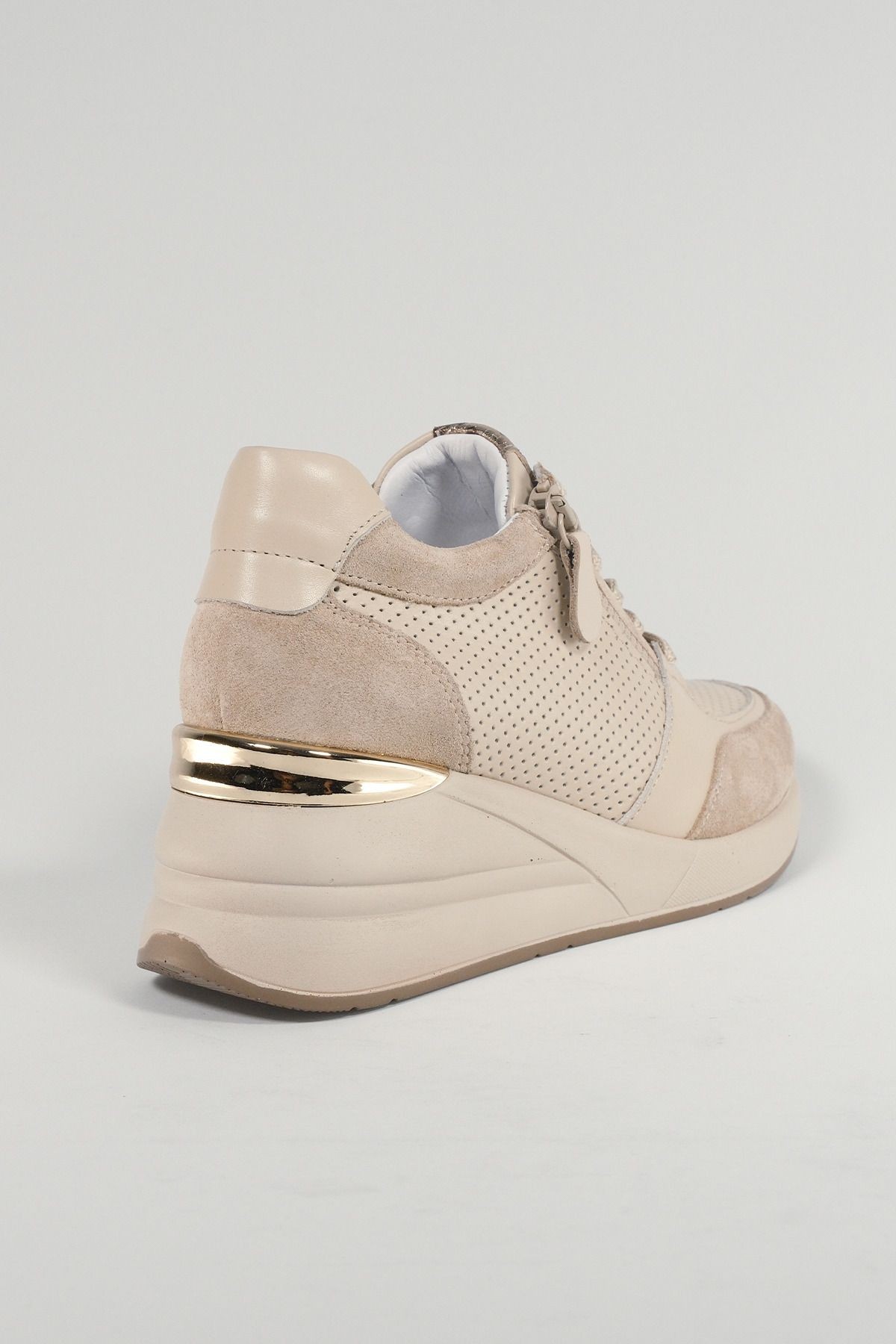 Claudette Bej Deri Kadın Sneakers, Hakiki Deri, Günlük Ayakkabı, Spor Ayakkabı 24221